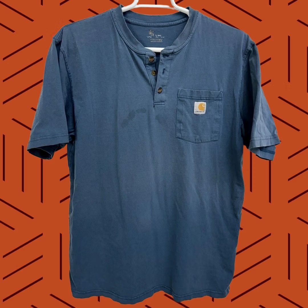 Carhartt Carhartt K84 T-Shirt Henley Pocket Tee Original Fit Large Tall Blue Mens Size US L / EU 52-54 / 3 - 1 Thumbnail