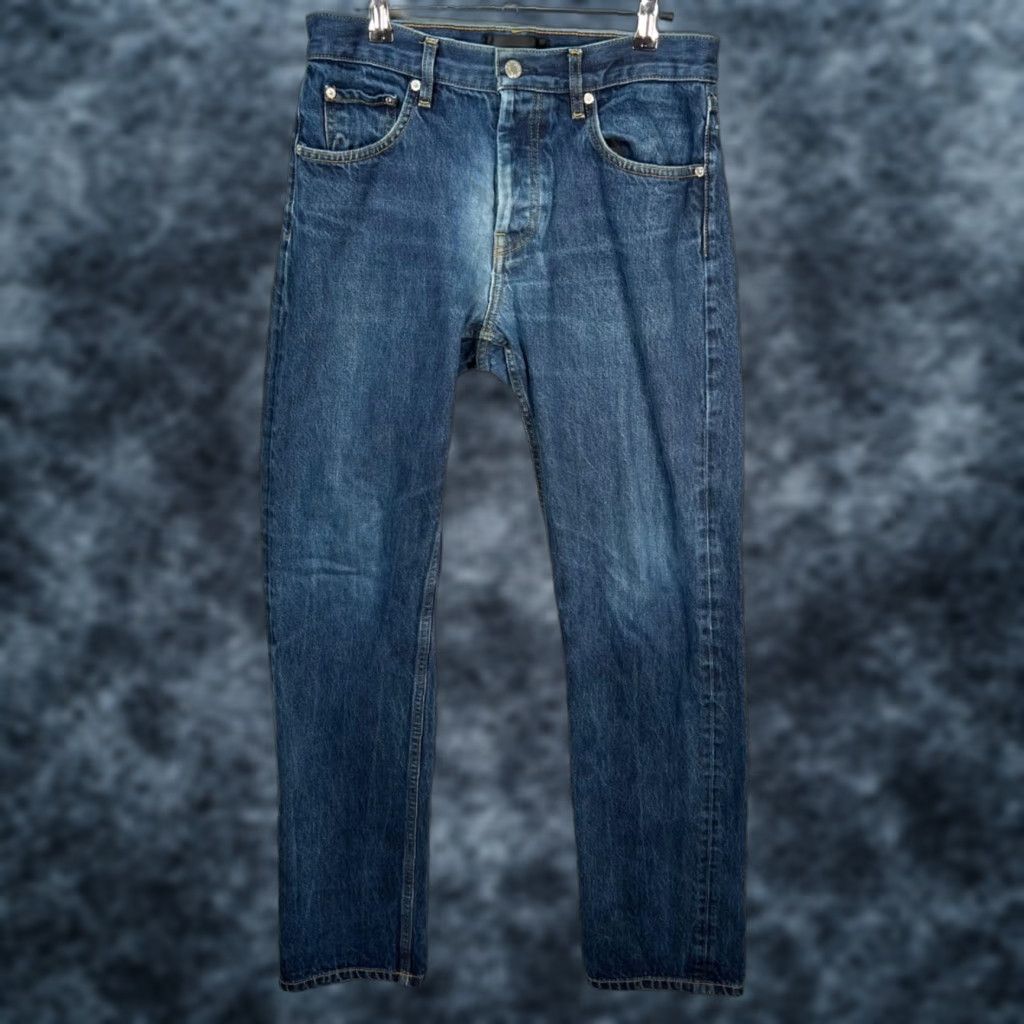VINTAGE Helmut Lang Jeans Mens Size 30 Selvedge Raw Denim Straight Leg USA 30 Blue Cotton Pants Slim Mesurement check Mens