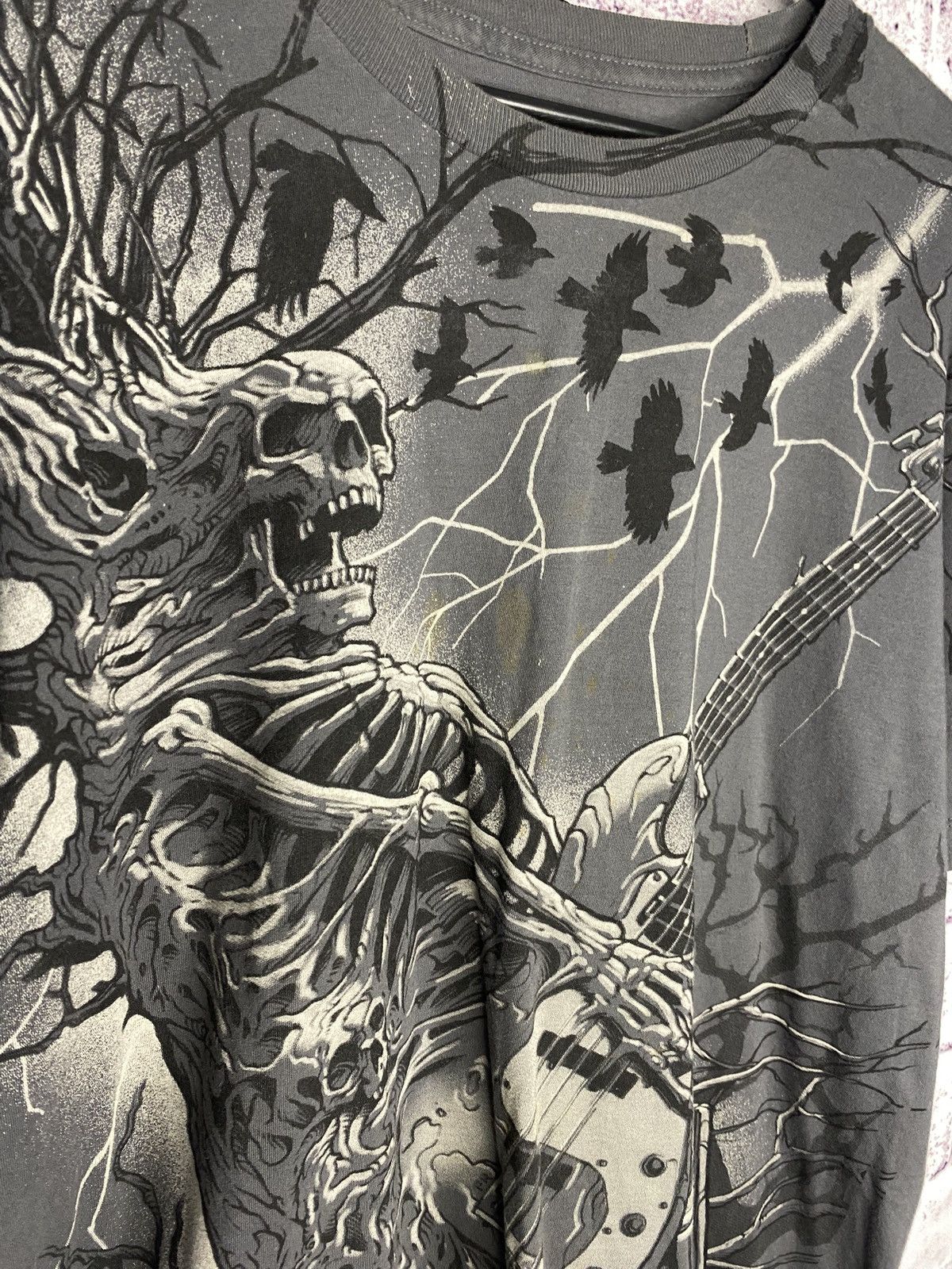Band Tees 90s T-Shirt Mens Gray Skeleton Music Rock And Roll Grim Size US L / EU 52-54 / 3 - 2 Thumbnail