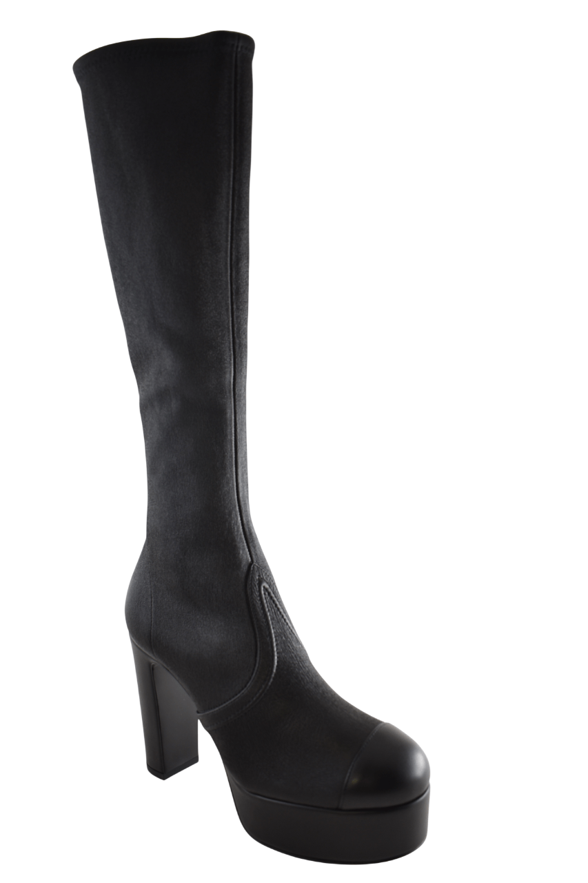 Chanel 24K Lambskin CC Platform Block Heel Knee High Boots 37.5C Size US 7.5 / IT 37.5 - 7 Thumbnail