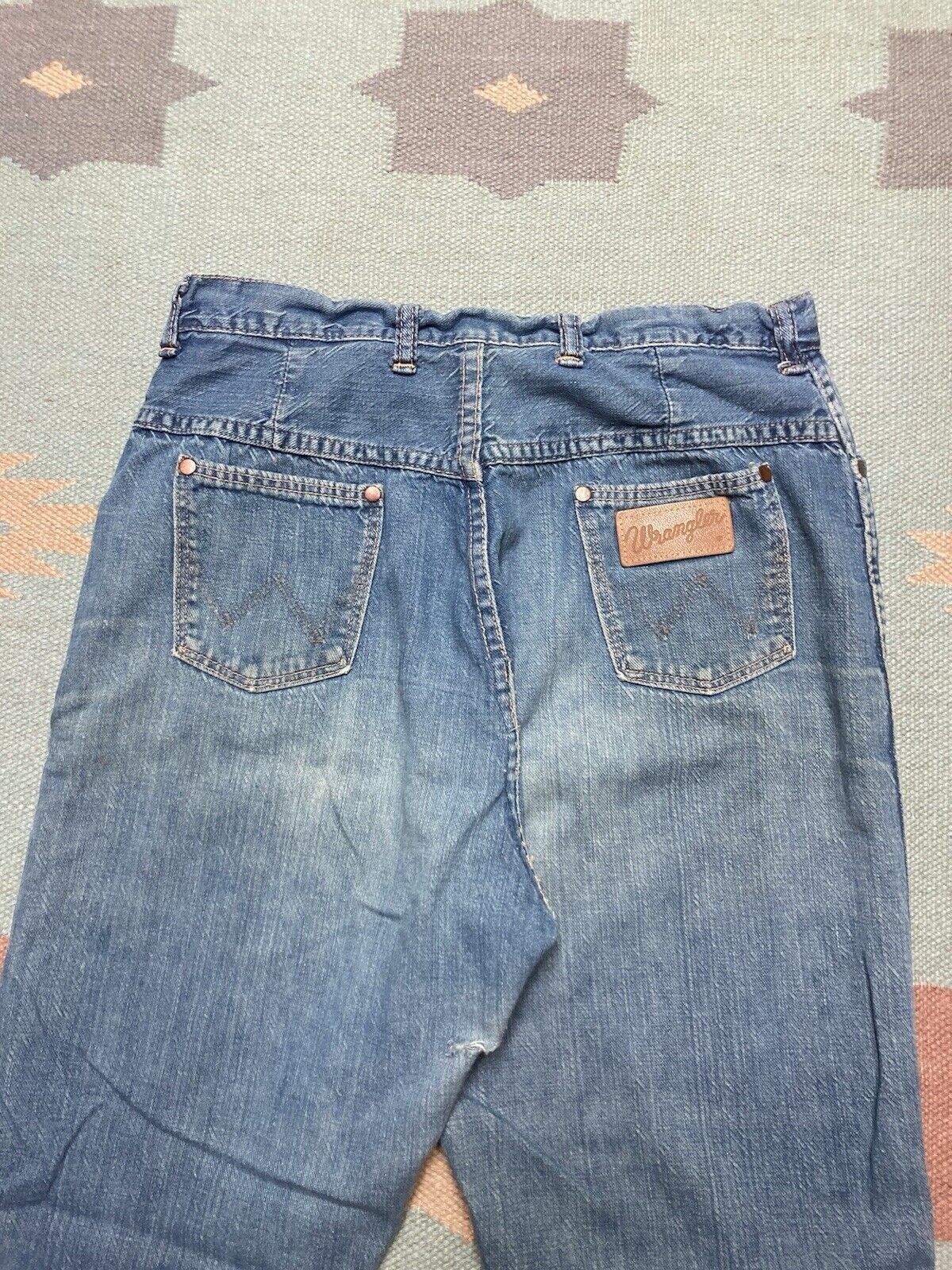 Vintage × Wrangler 60s wrangler misses jeans faded denim whiskers women’s 18 Size 29" - 2 Thumbnail