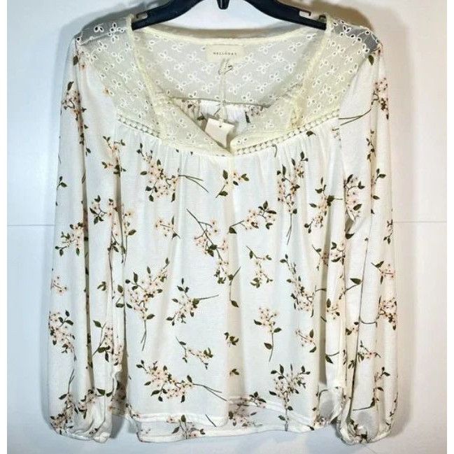 Other Plus Size Floral Print Lace Yoke Blouse Large Size L / US 10 / IT 46 - 4 Thumbnail