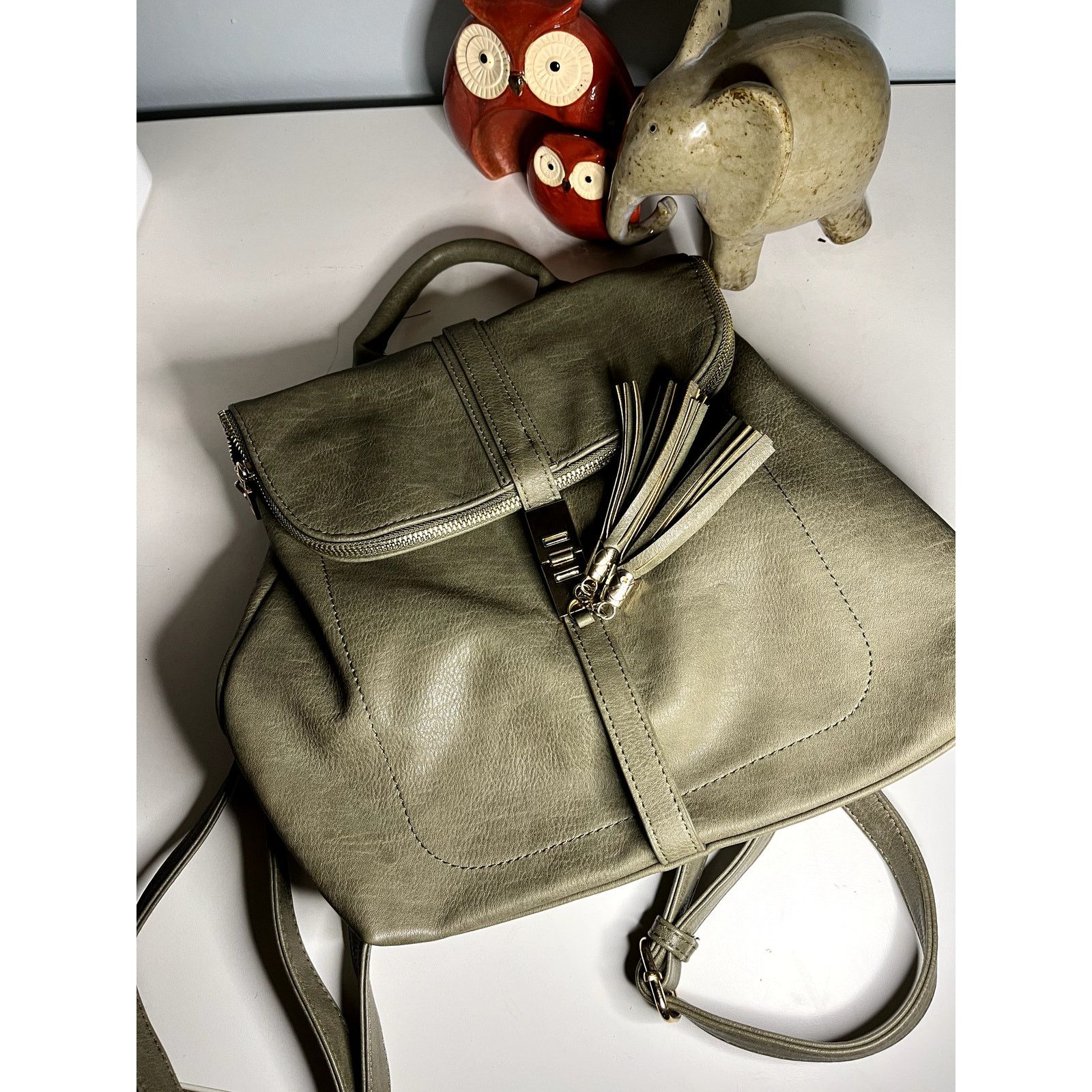Other Miztique The Diana Vegan Olive Leather Backpack Size ONE SIZE - 4 Thumbnail