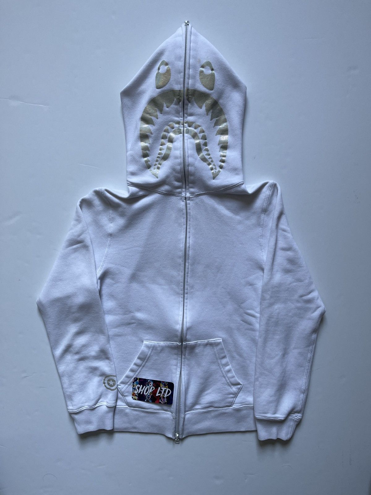 Bape A Bathing Ape White Reflective Shark Hoodie Grailed