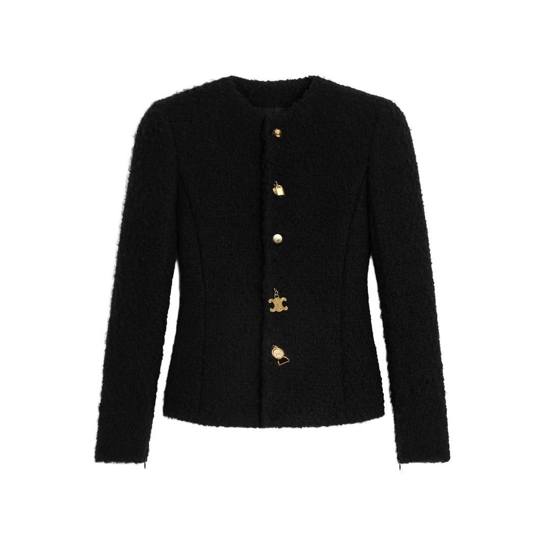 Celine CELINE $6600 Black Cashmere/Wool Natte Jacket New & Authenti Size XS / US 0-2 / IT 36-38 - 1 Preview