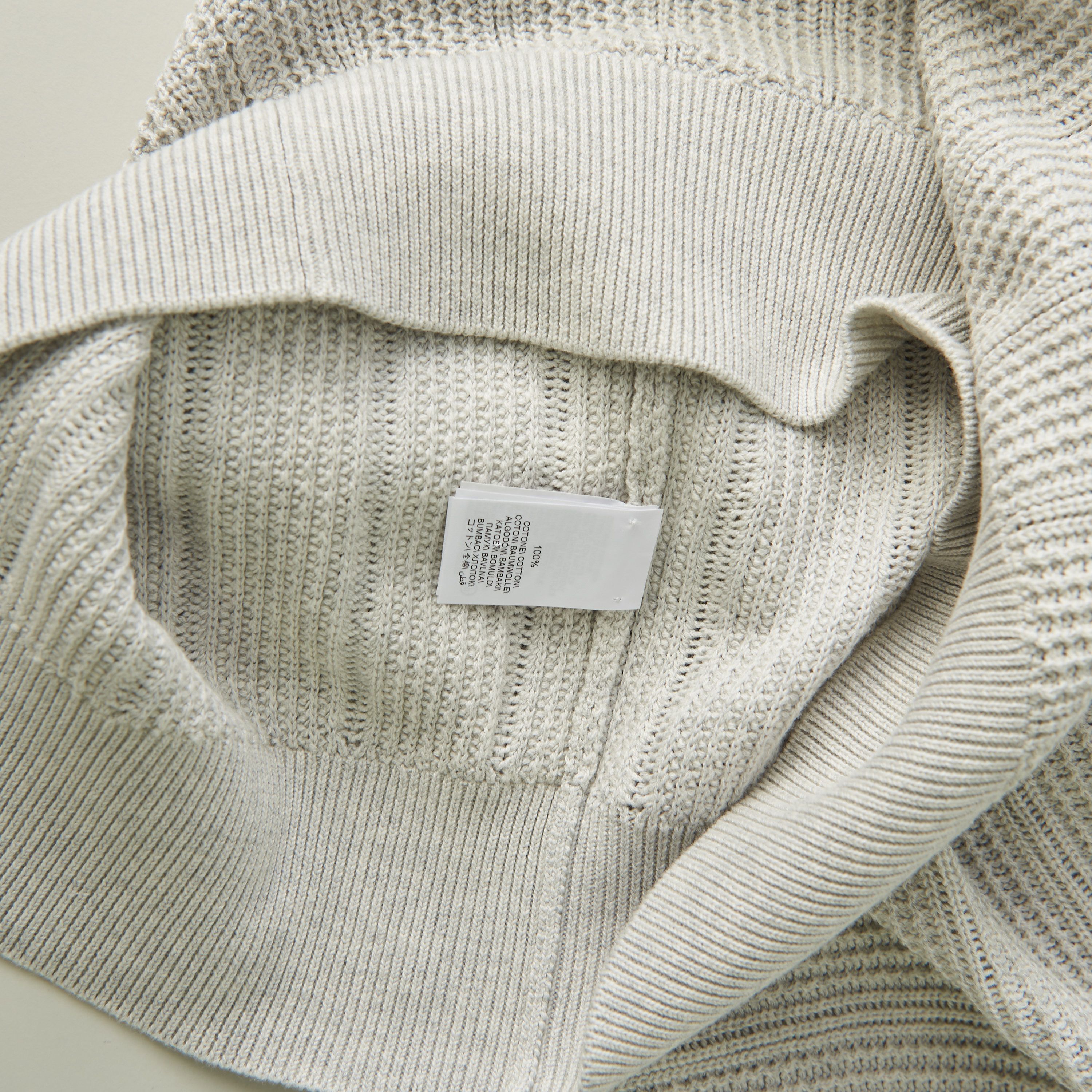 Brunello Cucinelli Textured Rib Knit Polo - Light Grey Cotton Size US XXL / EU 58 / 5 - 11 Thumbnail