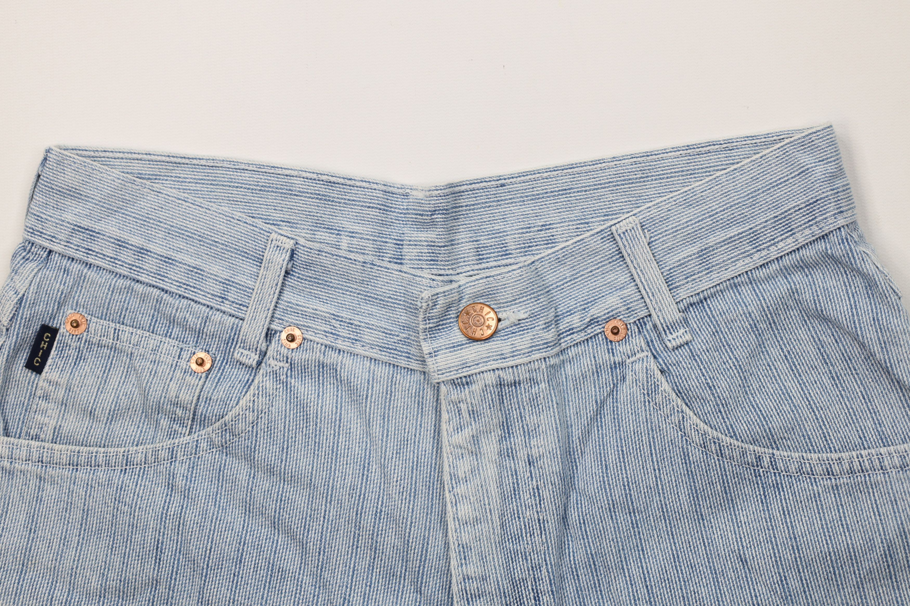 Vintage Vintage 90s Streetwear Hickory Cuffed Denim Shorts USA Size 32" / US 10 / IT 46 - 2 Thumbnail