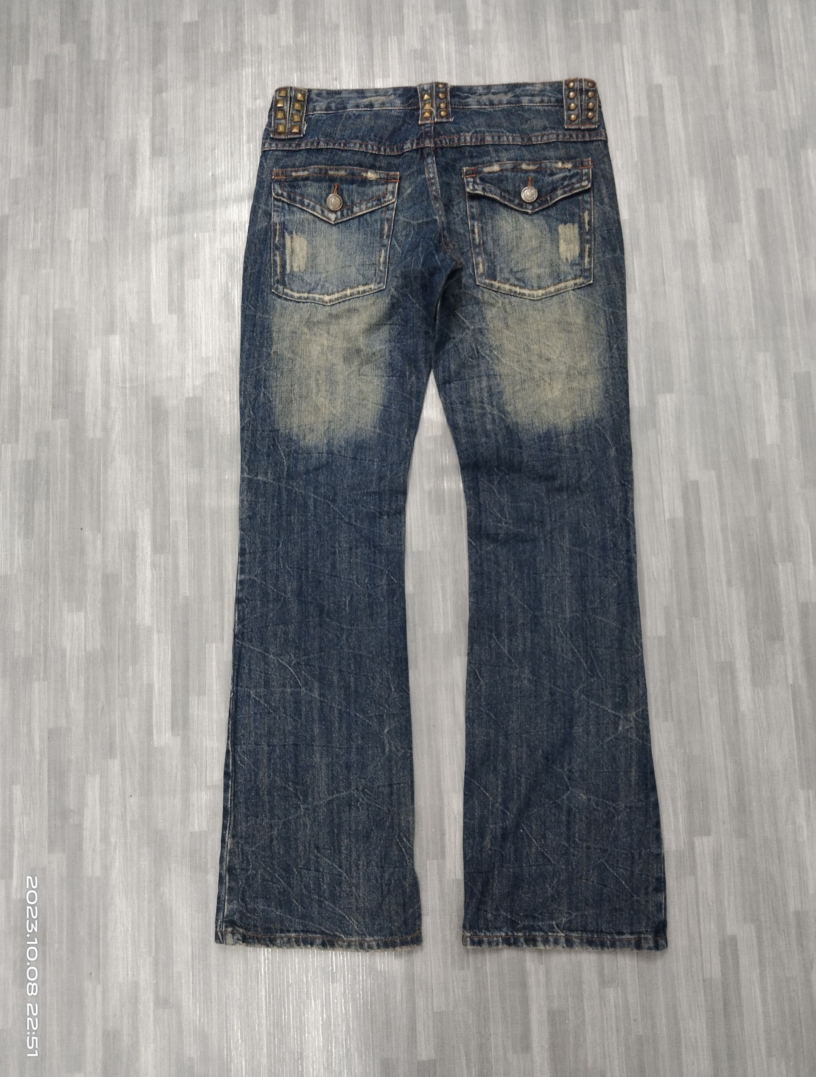 Japanese Brand FLARE RIPED STUDDED GOLD RUSH DENIM PANTS Size US 31 - 3 Thumbnail