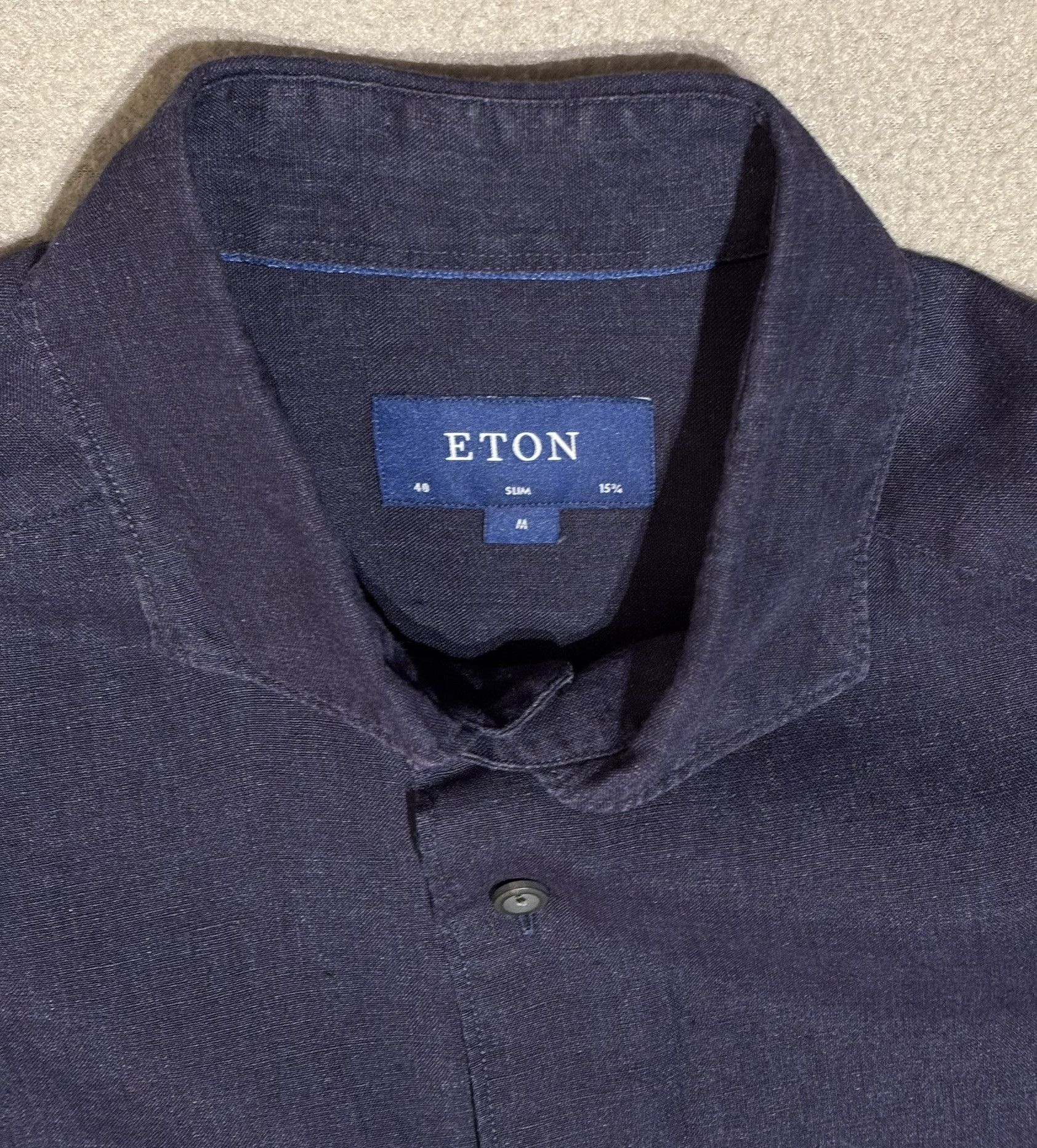 Eton Eton Slim Shirt Navy 100% Linen Size 40 Size US L / EU 52-54 / 3 - 12 Thumbnail
