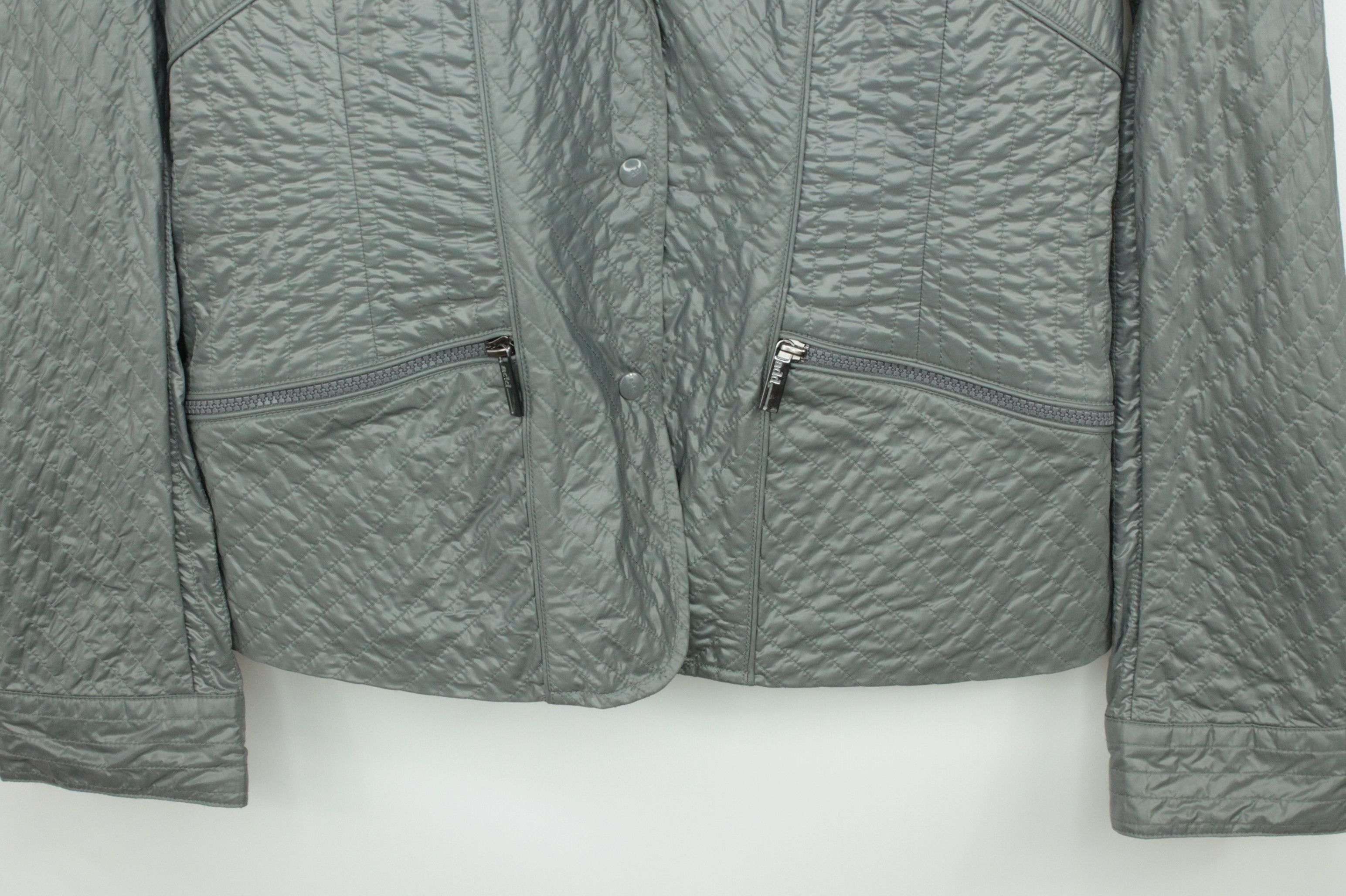 Add ADD Quilted Light Gray Nylon Women's Blazer Jacket Size L / US 10 / IT 46 - 4 Thumbnail