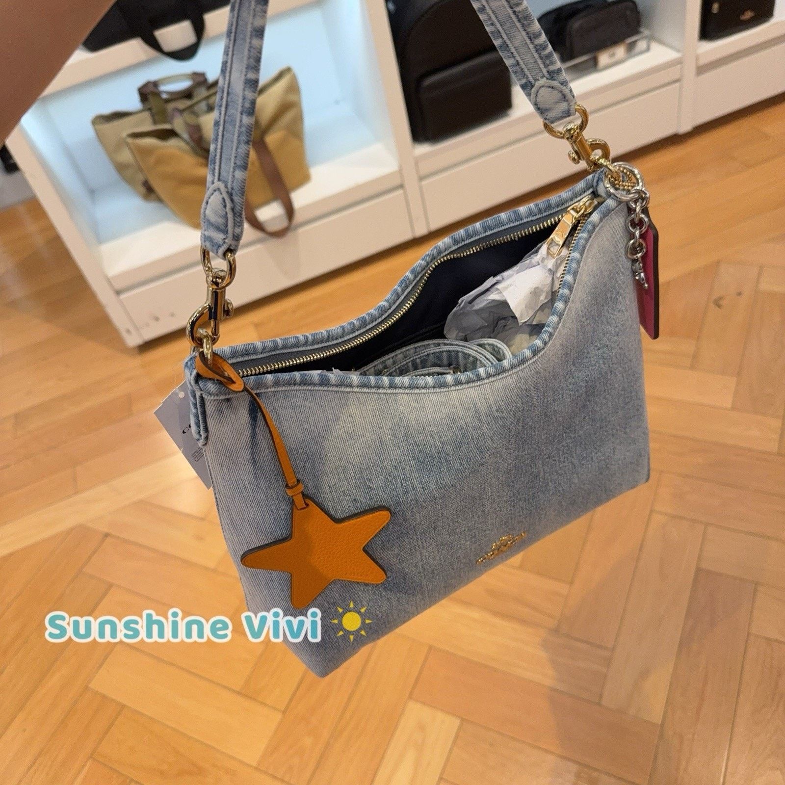 Coach NWT Coach CEF26 Laurel Shoulder Bag Loved Denim Charms Size ONE SIZE - 9 Thumbnail