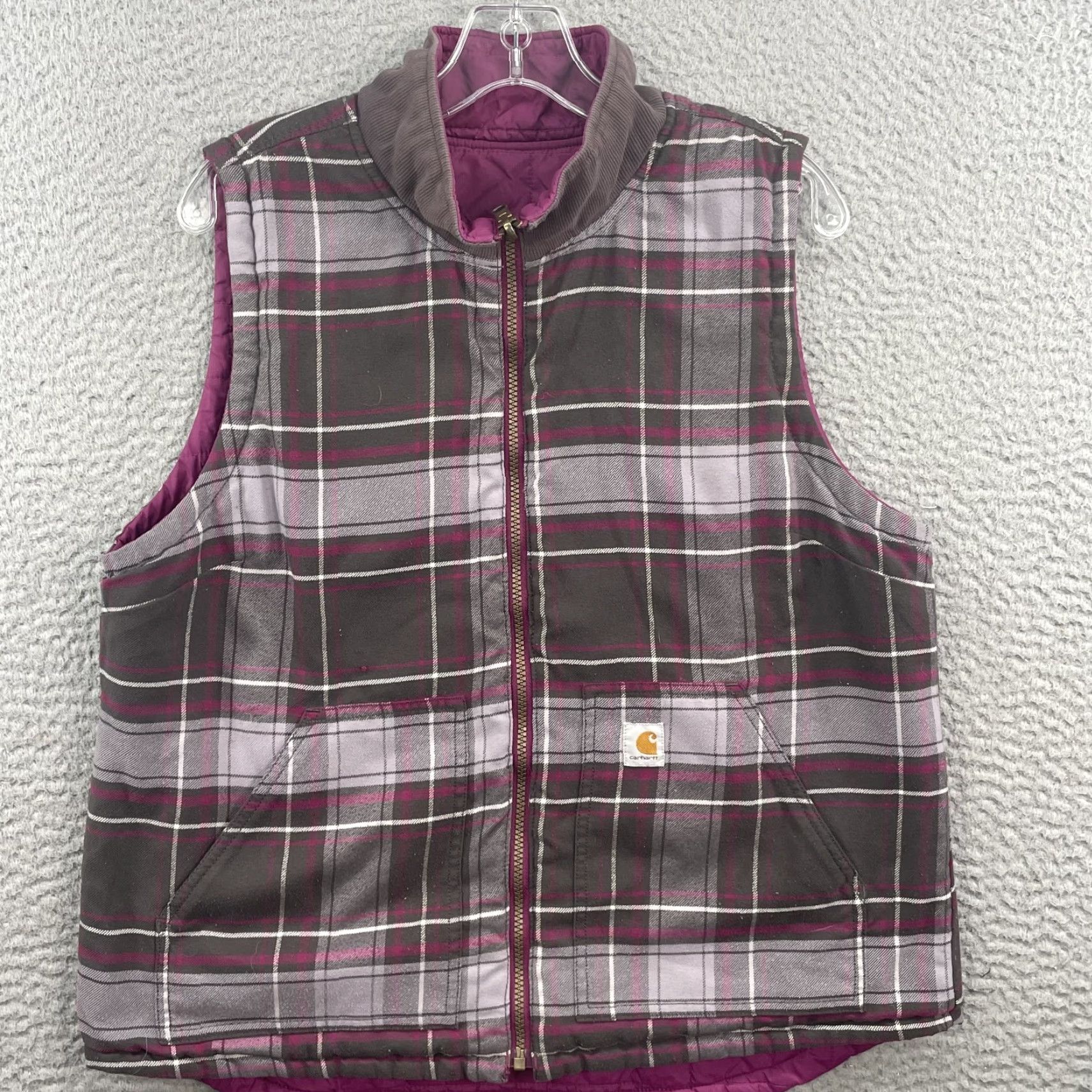 Carhartt Carhartt Reversible Flannel Vest Women's Large Magenta Outdoor Gorpcore Vest Women L Magenta Gorpcore Size L / US 10 / IT 46 - 6 Thumbnail