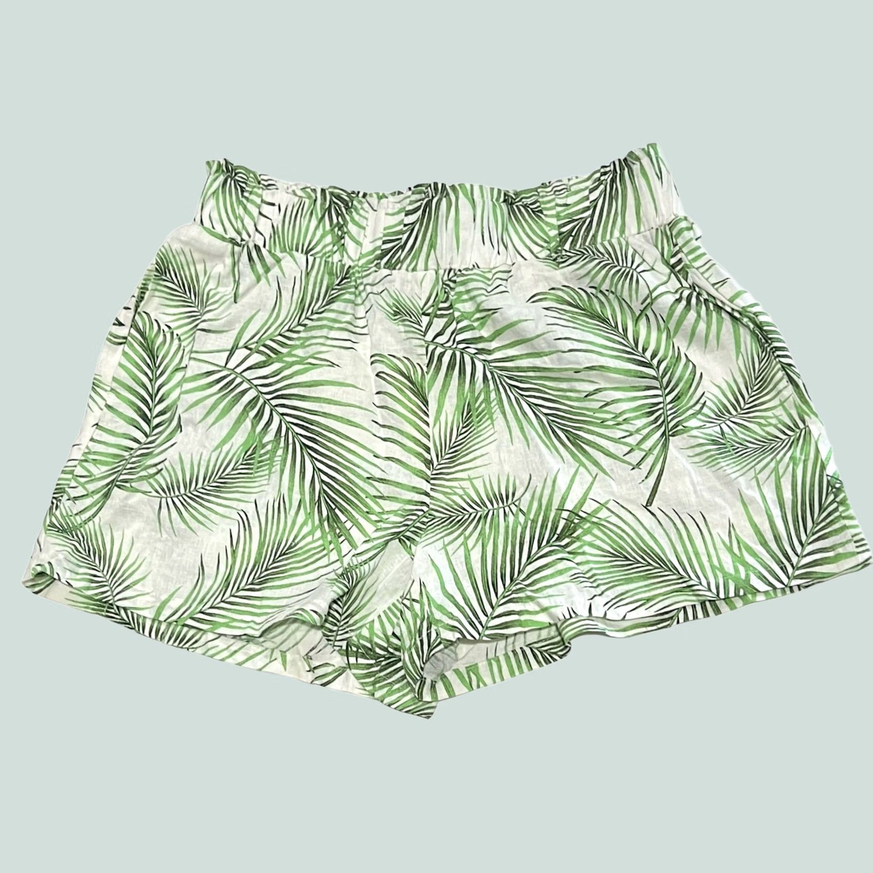 Vintage VINTAGE Sigrid Olsen Shorts Linen Blend Palm Print Tropical High Rise Pockets Sz S Womens Green 14.5" Waist 11.5" Rise Size 28" / US 6 / IT 42 - 1 Thumbnail