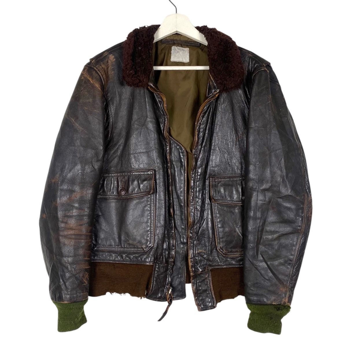 Vintage 💥50s USN G-1 MILITARY COWHIDE LEATHER JACKET Size US M / EU 48-50 / 2 - 1 Thumbnail