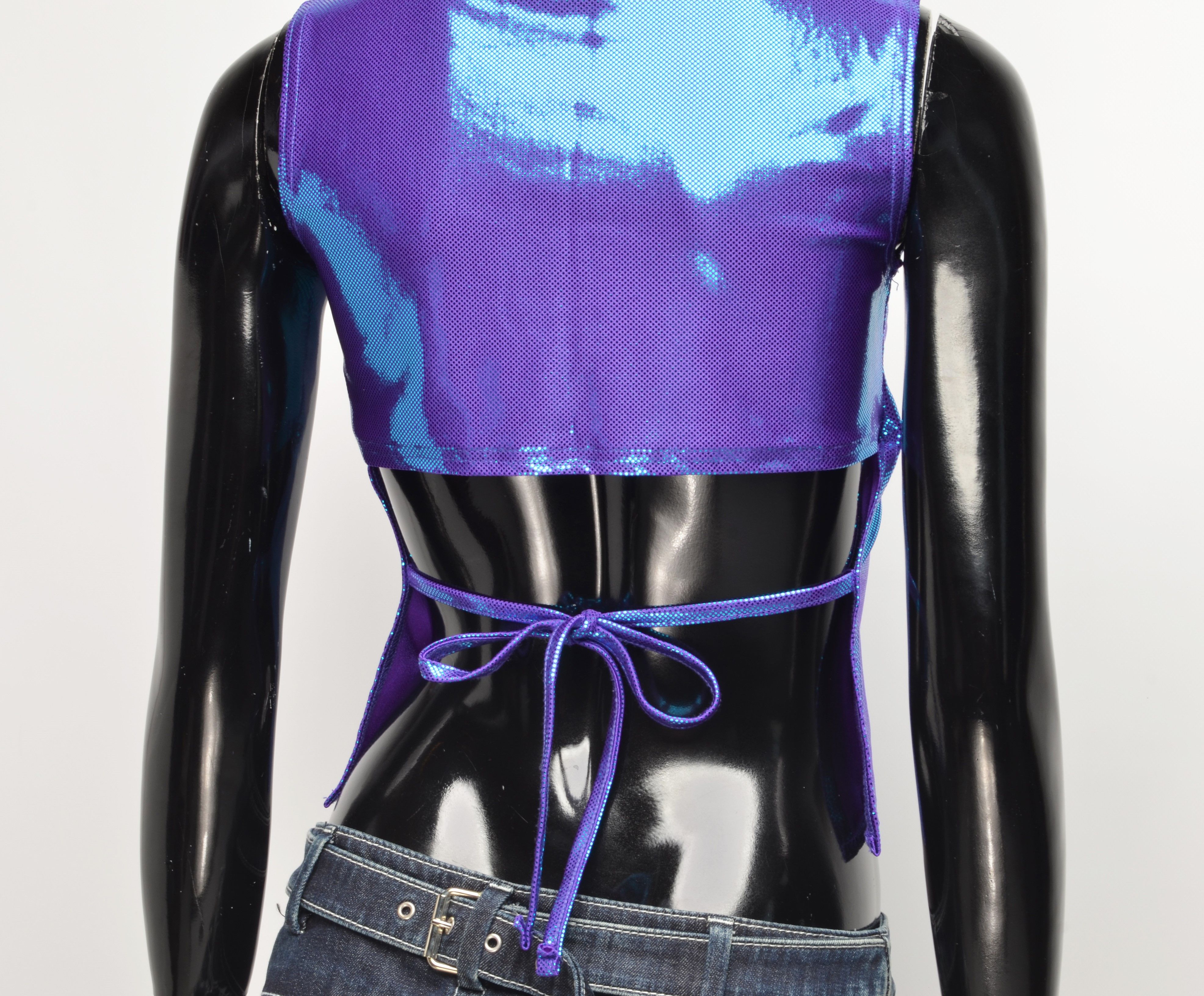 New Look × Vintage Vintage New Look Y2K Shiny Open Back Cropped Top Size S / US 4 / IT 40 - 3 Thumbnail
