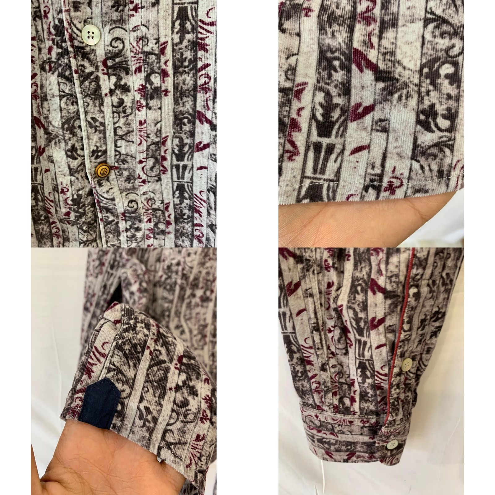 Vintage VINTAGE Alley Docks 963 Men’s L Corduroy Button-Down Shirt Paisley Floral Gray (C18) Size US L / EU 52-54 / 3 - 8 Thumbnail