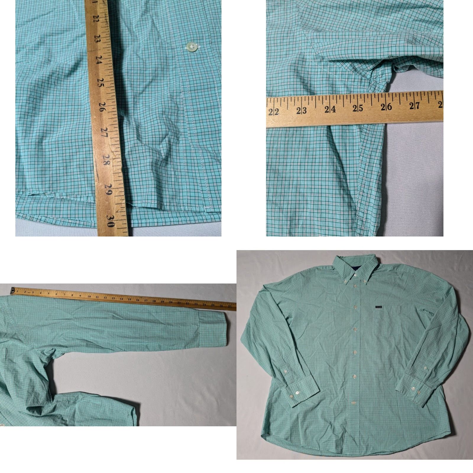 Faconnable FACONNABLE CLASSIQUE Men XL Green Cotton Mini Plaid Check Button-Up Shirt Size US XL / EU 56 / 4 - 9 Thumbnail
