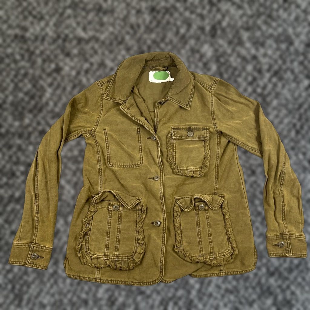Anthropologie VINTAGE Anthropologie Military Jacket Women S Army Green Casual Pockets Size S / US 4 / IT 40 - 1 Thumbnail