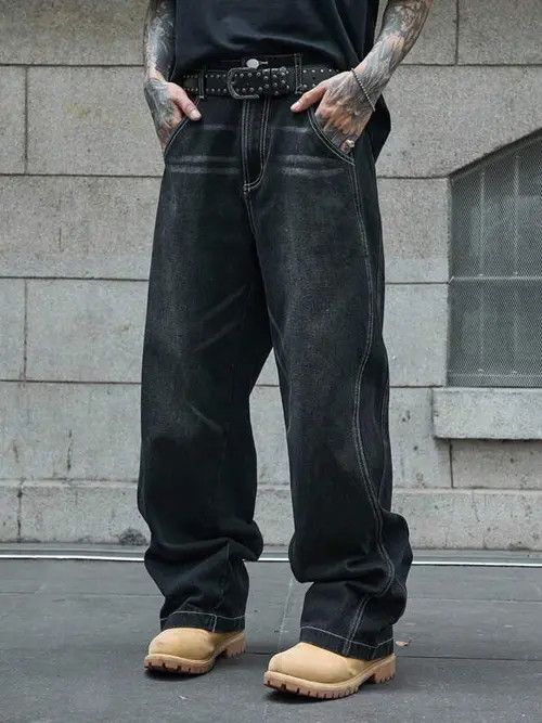 Japanese Brand Washed Baggy Jeans Size US 34 / EU 50 - 2 Thumbnail