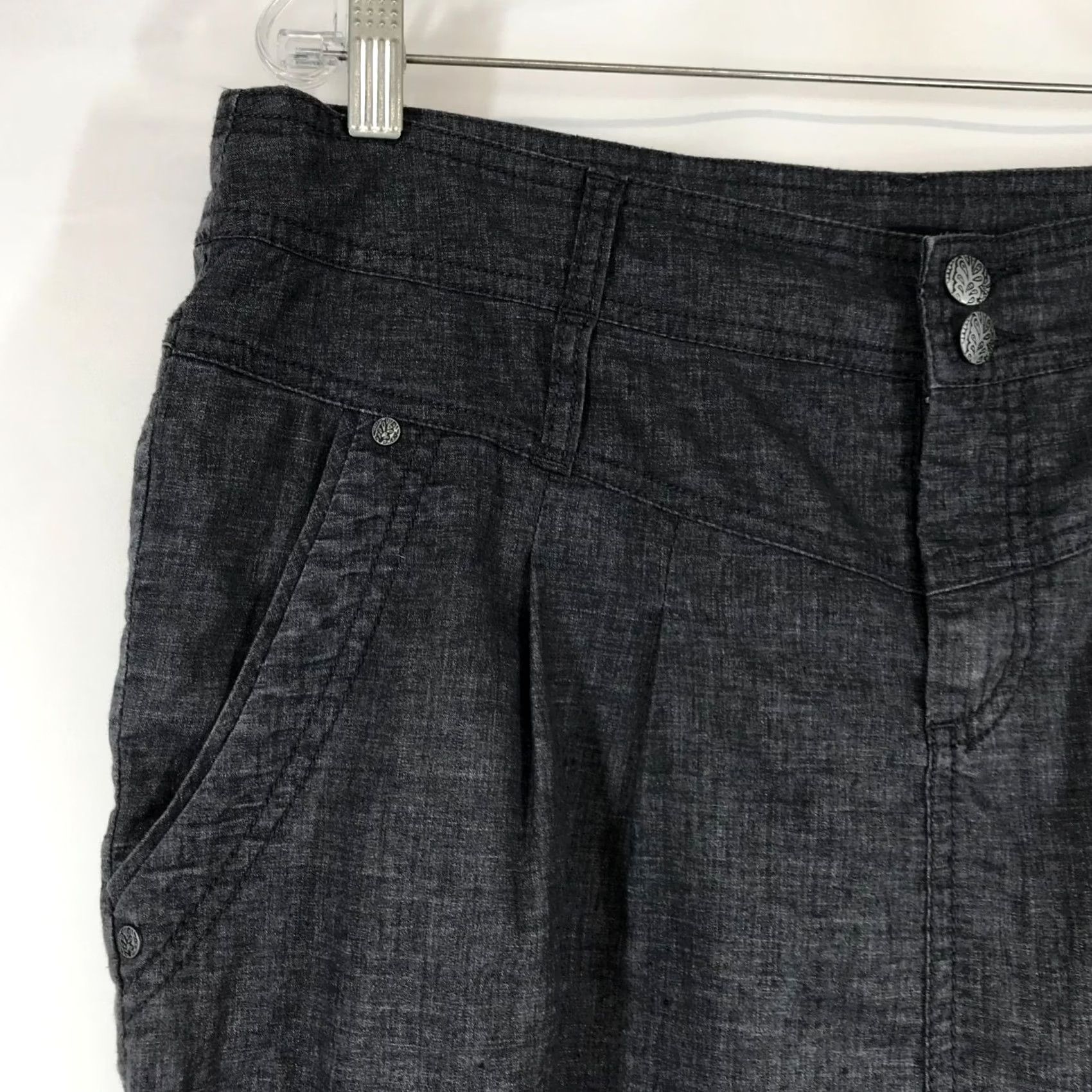 Prana prAna Women's Blue Hemp Blend A-Line Skirt Size 12 Button Waist Pleated Size 34" / US 12 / IT 48 - 2 Thumbnail