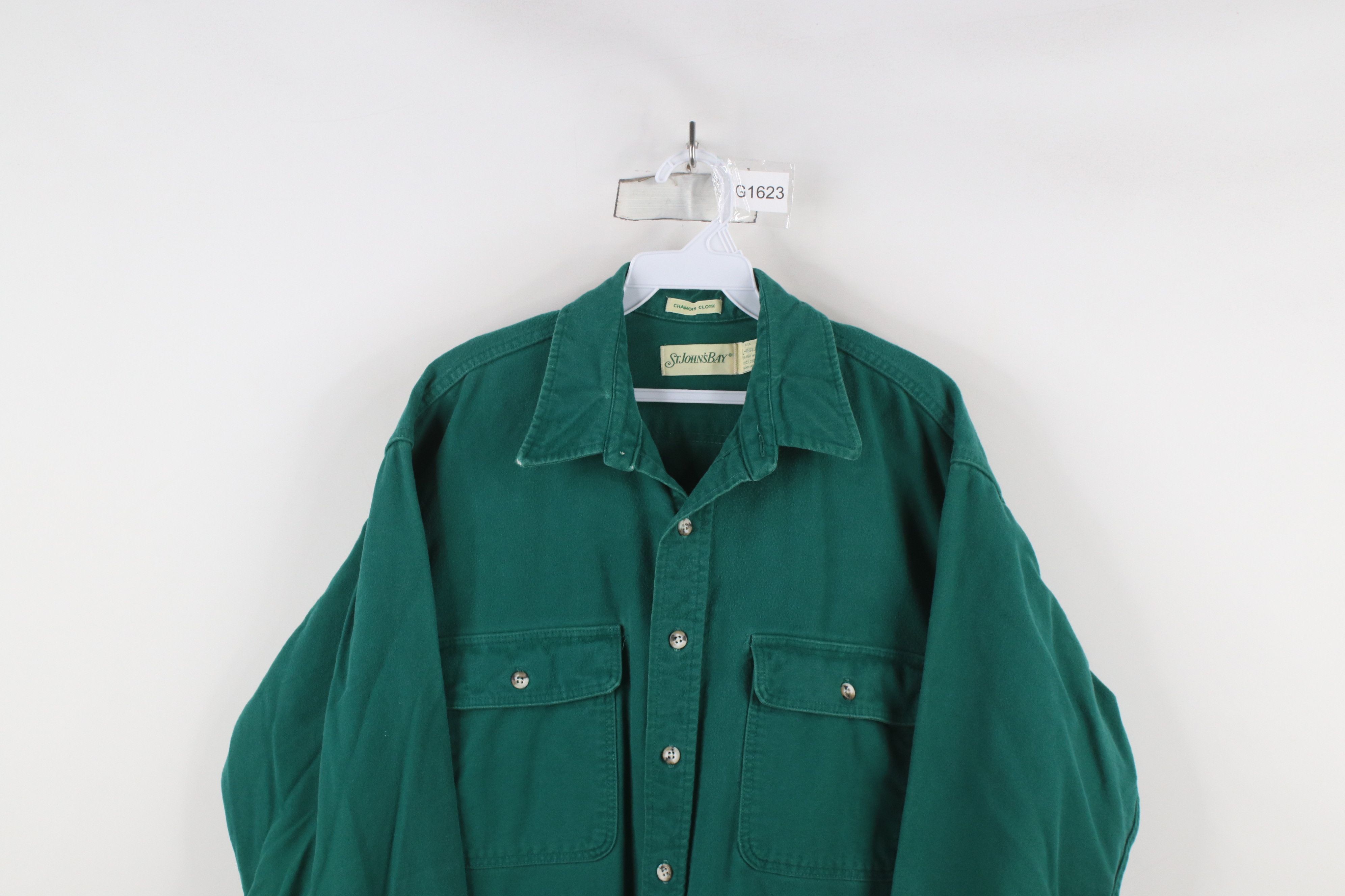 Vintage Vintage 70s Streetwear Chamois Cloth Button Shirt Green USA Size US L / EU 52-54 / 3 - 2 Thumbnail