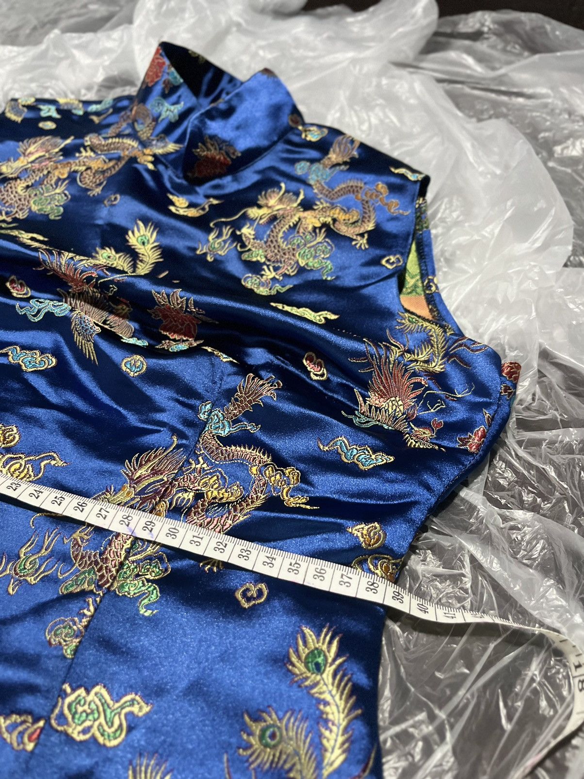 Japanese Brand × Vintage Blue Silk Dragon Dress Size M / US 6-8 / IT 42-44 - 4 Thumbnail