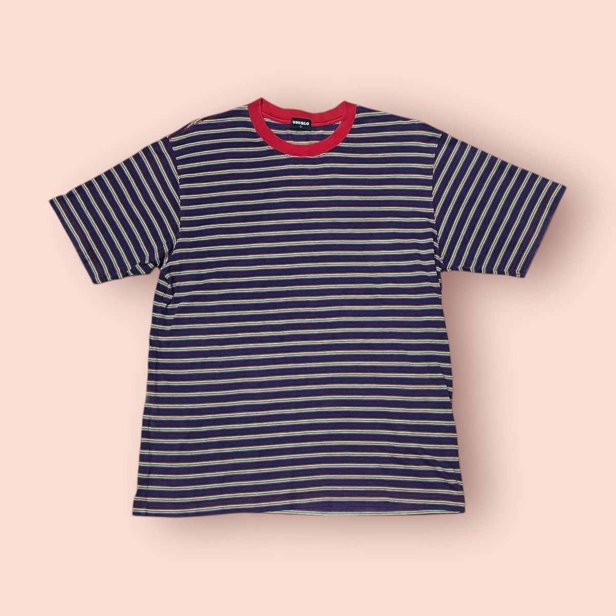 Japanese Brand × Jun Takahashi × Uniqlo VINTAGE 90s/Y2K UNIQLO PURPLE STRIPED TEE Size US L / EU 52-54 / 3 - 1 Thumbnail