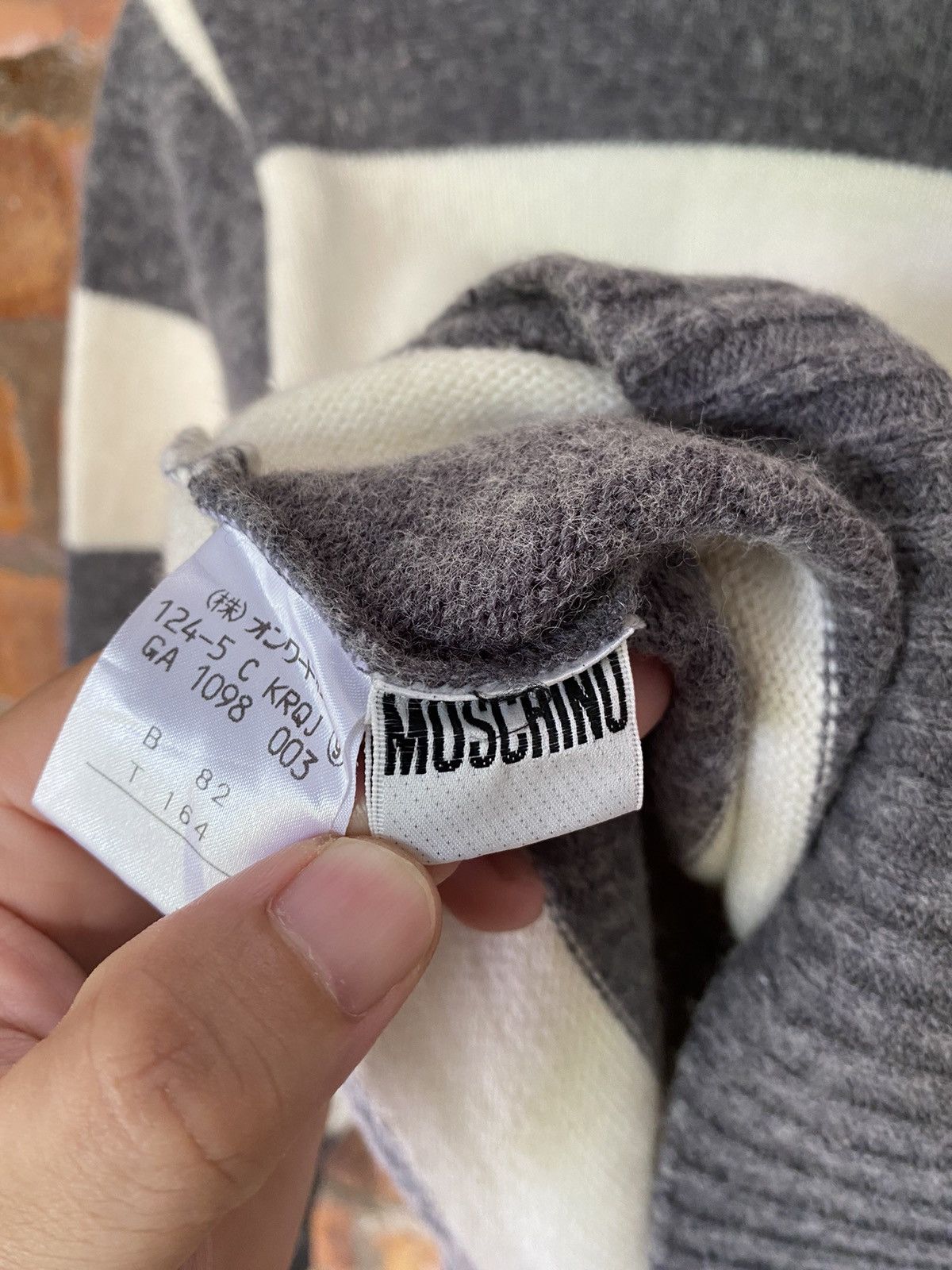 Moschino × Vintage 1990s wool knit striped logo Size S / US 4 / IT 40 - 9 Thumbnail
