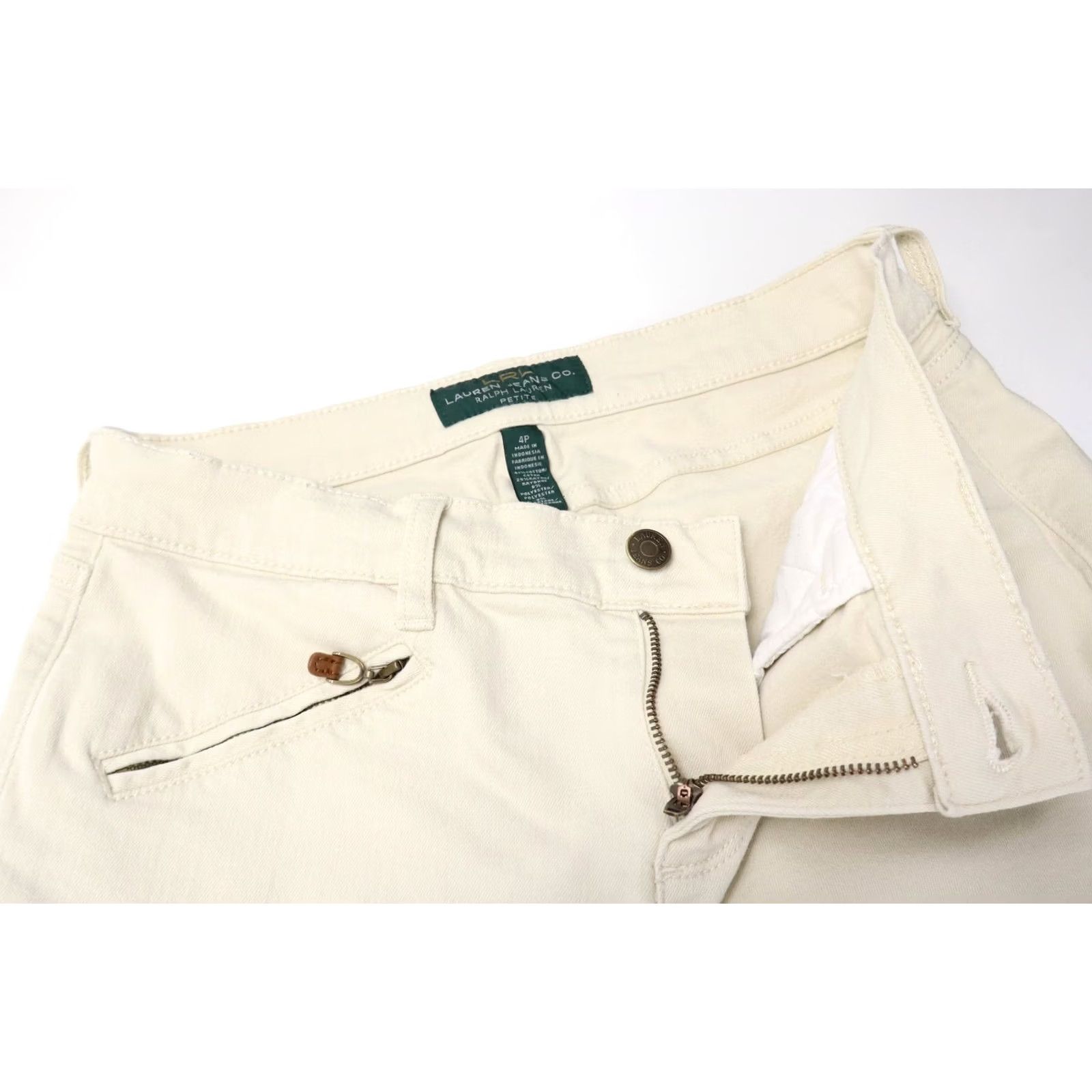 Ralph Lauren Ralph Lauren Jeans Women Slim Fit Low Waist Zip Stretch Petite 4P Beige Denim Jeans Size 27" / US 4 / IT 40 - 4 Thumbnail