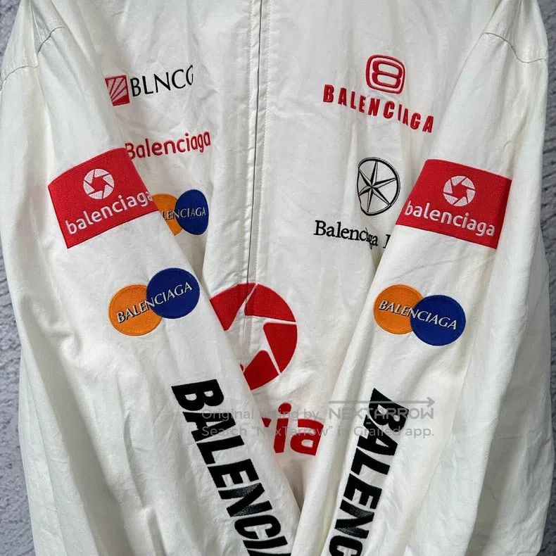 Balenciaga Balenciaga White racing logo embroidered zipper jacket Size US S / EU 44-46 / 1 - 2 Thumbnail