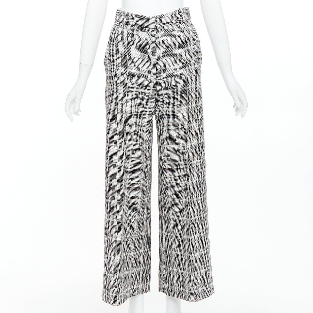 Stella McCartney STELLA MCCARTNEY grey white houndstooth checkered wide leg pants IT36 XXS Size 25" / US 0 / IT 36 - 1 Thumbnail