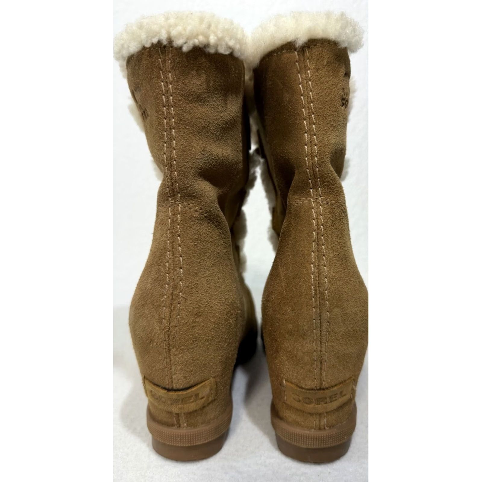 SOREL Sorel Joan of Arctic Wedge II Shearling Boots Size 6.5 Womens Light Brown Brown Leather Narrowed Options? Size US 7 / IT 37 - 5 Thumbnail