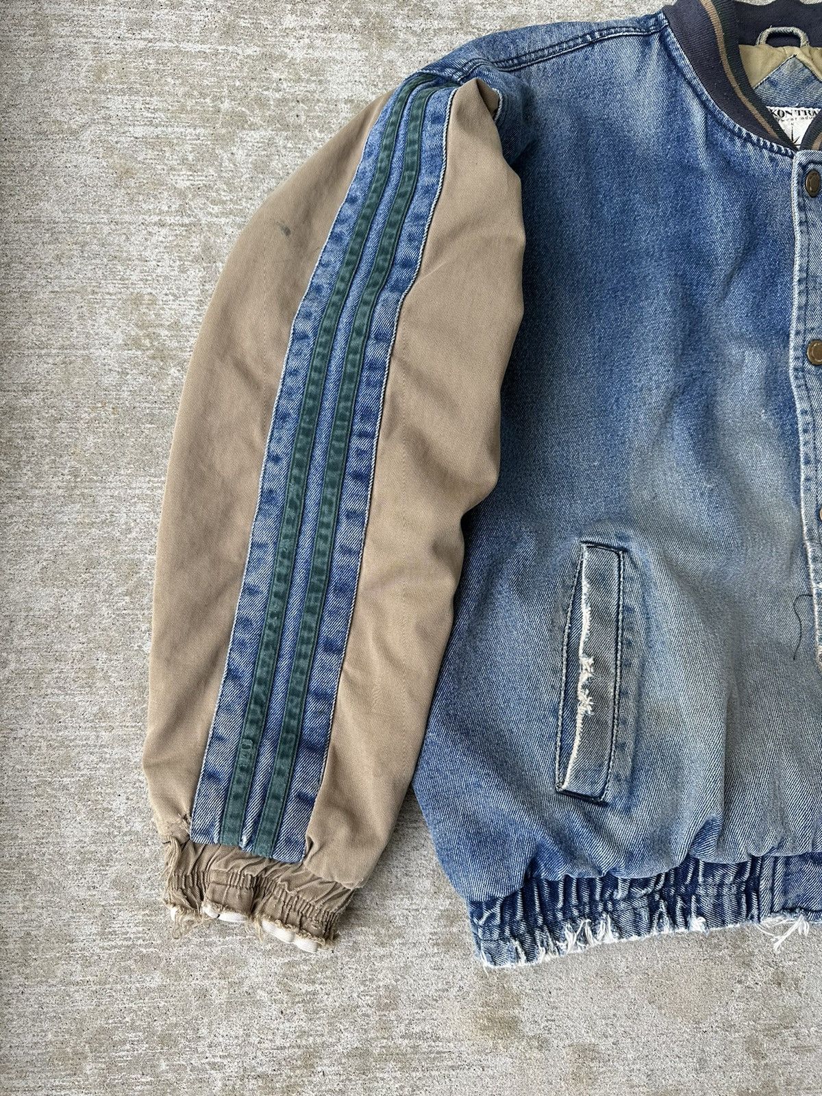 Vintage Distressed Denim Bomber Varsity Jacket Size US XL / EU 56 / 4 - 4 Thumbnail