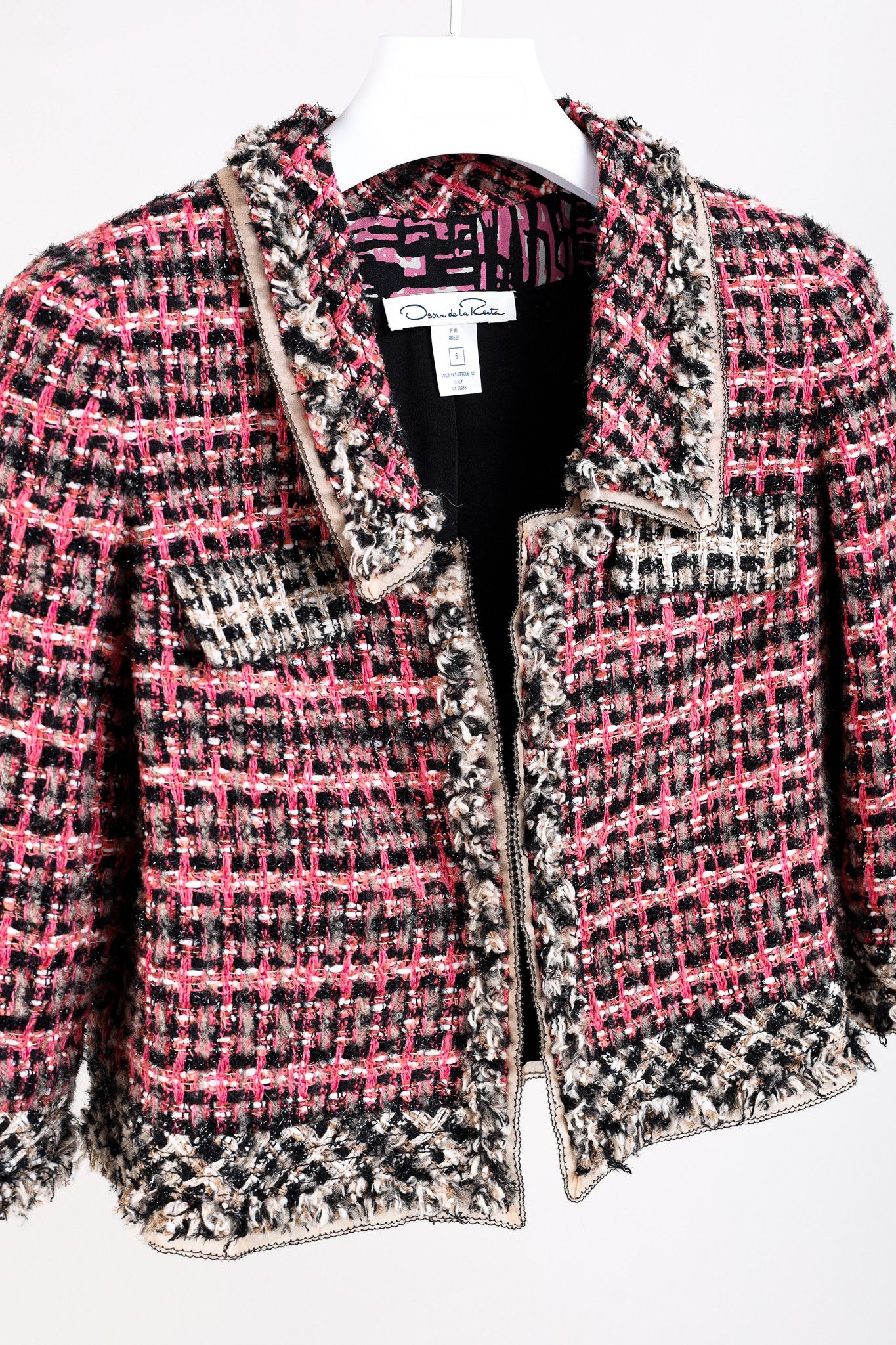 Oscar De La Renta Oscar de la Renta AW/10 Pink Cropped Tweed Blazer Size S / US 4 / IT 40 - 3 Thumbnail