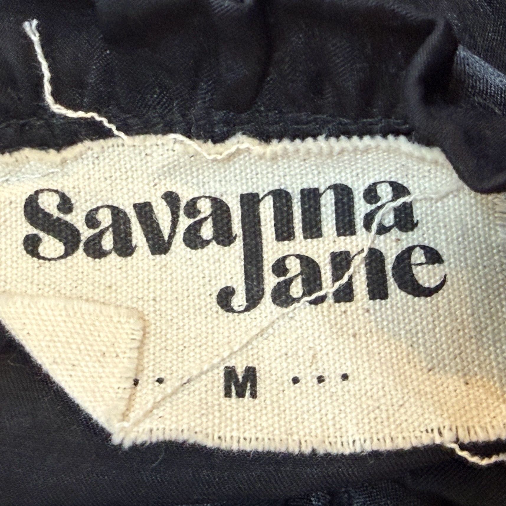 Vintage Savanna Jane Top Women’s Size Medium Black Long Sleeve Round Neck w/ Ruffle Detail Boho Peep Hole Button Back Size M / US 6-8 / IT 42-44 - 5 Thumbnail