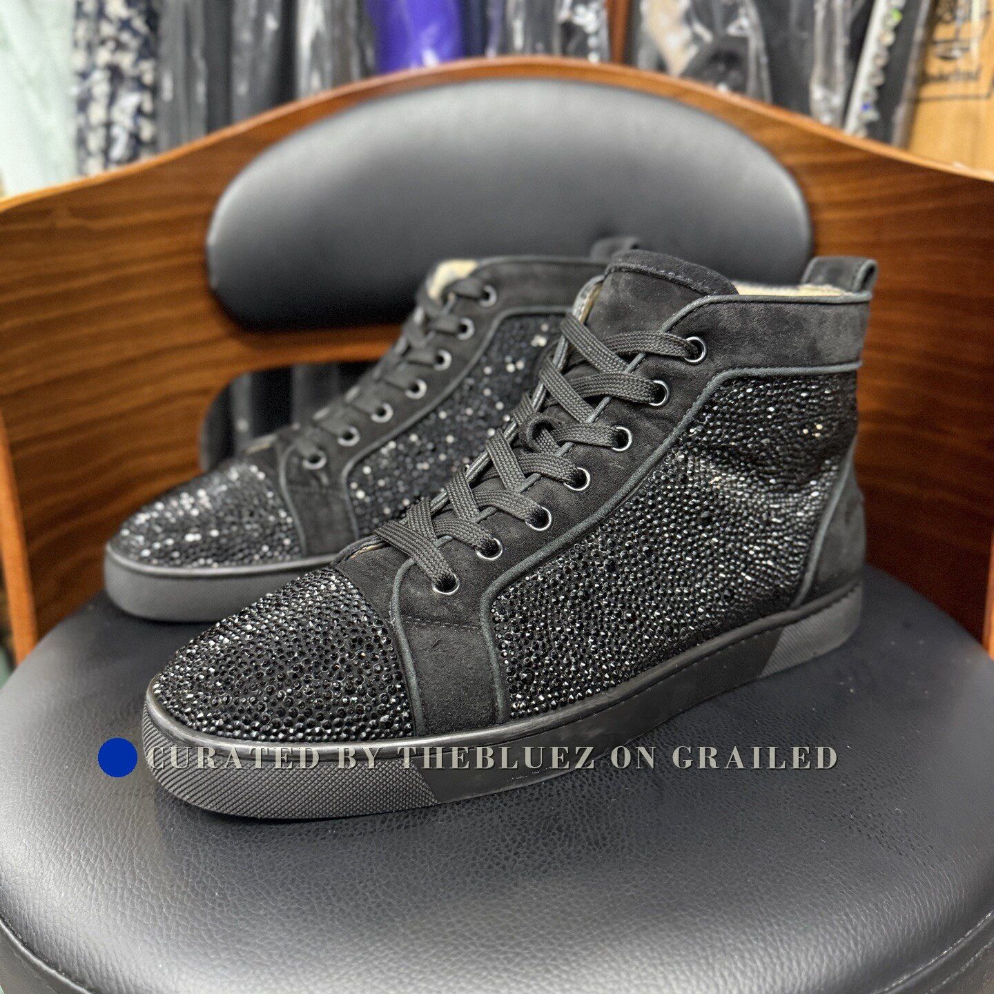 Christian Louboutin Christian Louboutin Black Diamond High-Top Sneakers Size US 8 / EU 41 - 1 Thumbnail