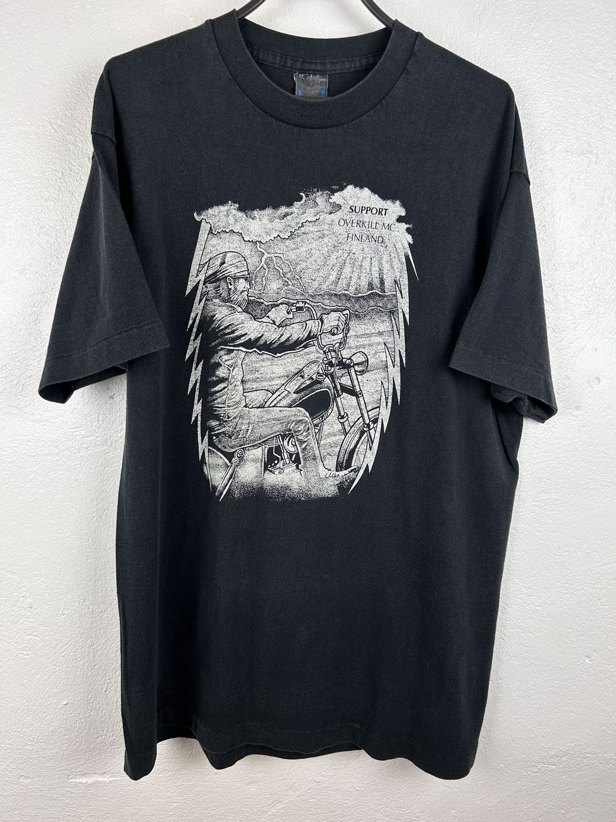 Harley Davidson 90s Vintage Support Overkill MC Finland Single Stitch Tee Size US XL / EU 56 / 4 - 1 Thumbnail