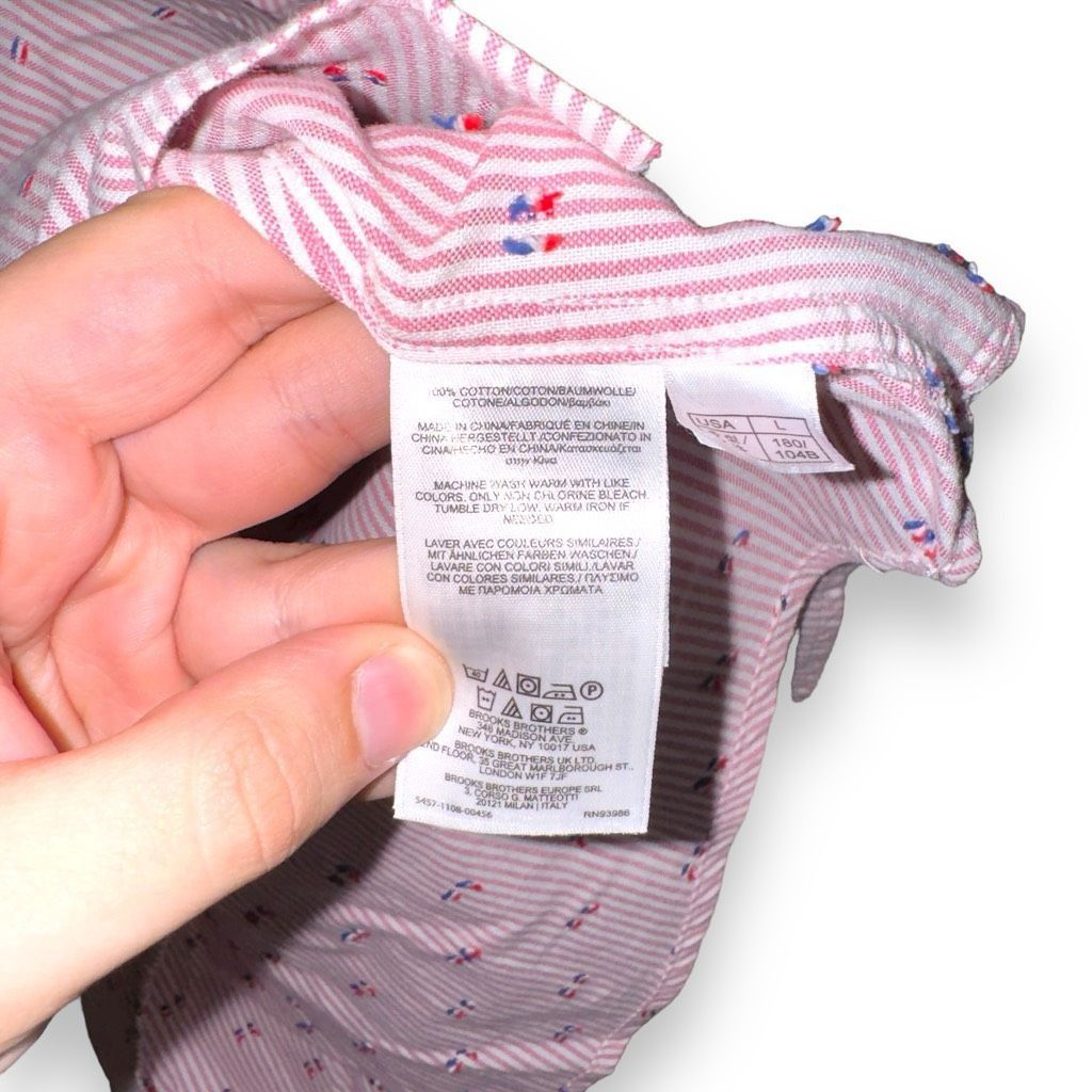 Brooks Brothers Brooks Brothers Red & White Striped Regent S/S Oxford Shirt L Size US L / EU 52-54 / 3 - 7 Thumbnail