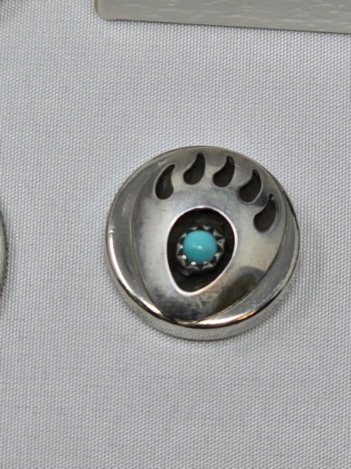 Other Vtg Santo Domingo 925 Turquoise Bear Paw Button Covers Set Size ONE SIZE - 2 Thumbnail