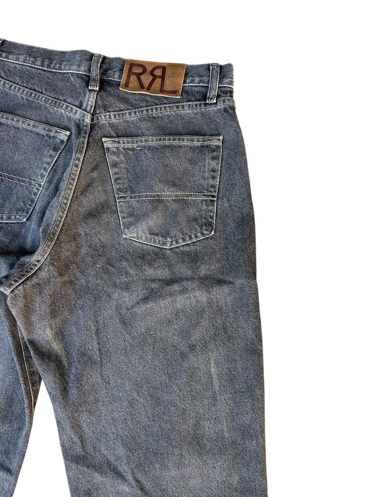 RRL Ralph Lauren × Vintage Vintage 90s RRL Usa Fade Black Stains Denim Baggy Jeans Size US 30 / EU 46 - 20 Thumbnail