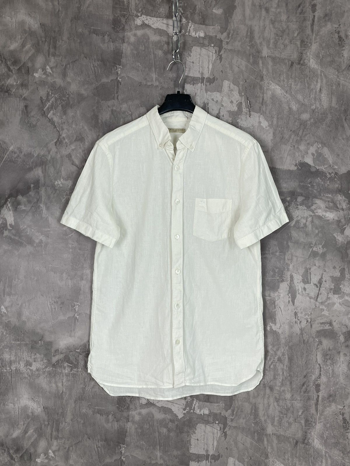 Burberry × Vintage Burberry Brit Avant Garde White Button Up Short sleeve Shirt Size US M / EU 48-50 / 2 - 1 Thumbnail