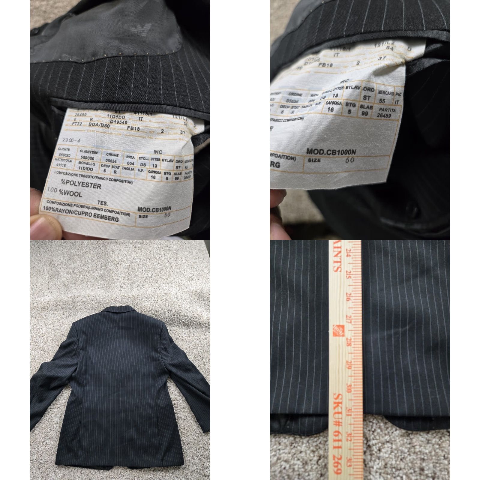 Giorgio Armani Giorgio Armani Le Collezioni Suit Jacket Black Pinstripe 40US 50EU Notch Lapel Three-Button Single-Breasted Wool Blazer Men 2 Piece Italy Vintage: No Size 40R - 8 Thumbnail