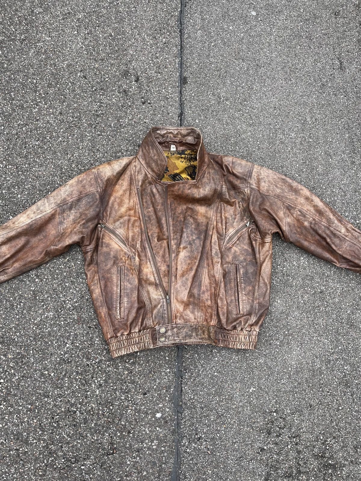 Vintage Vintage 80s Brown Leather Biker Jacket Size L / US 10 / IT 46 - 5 Thumbnail