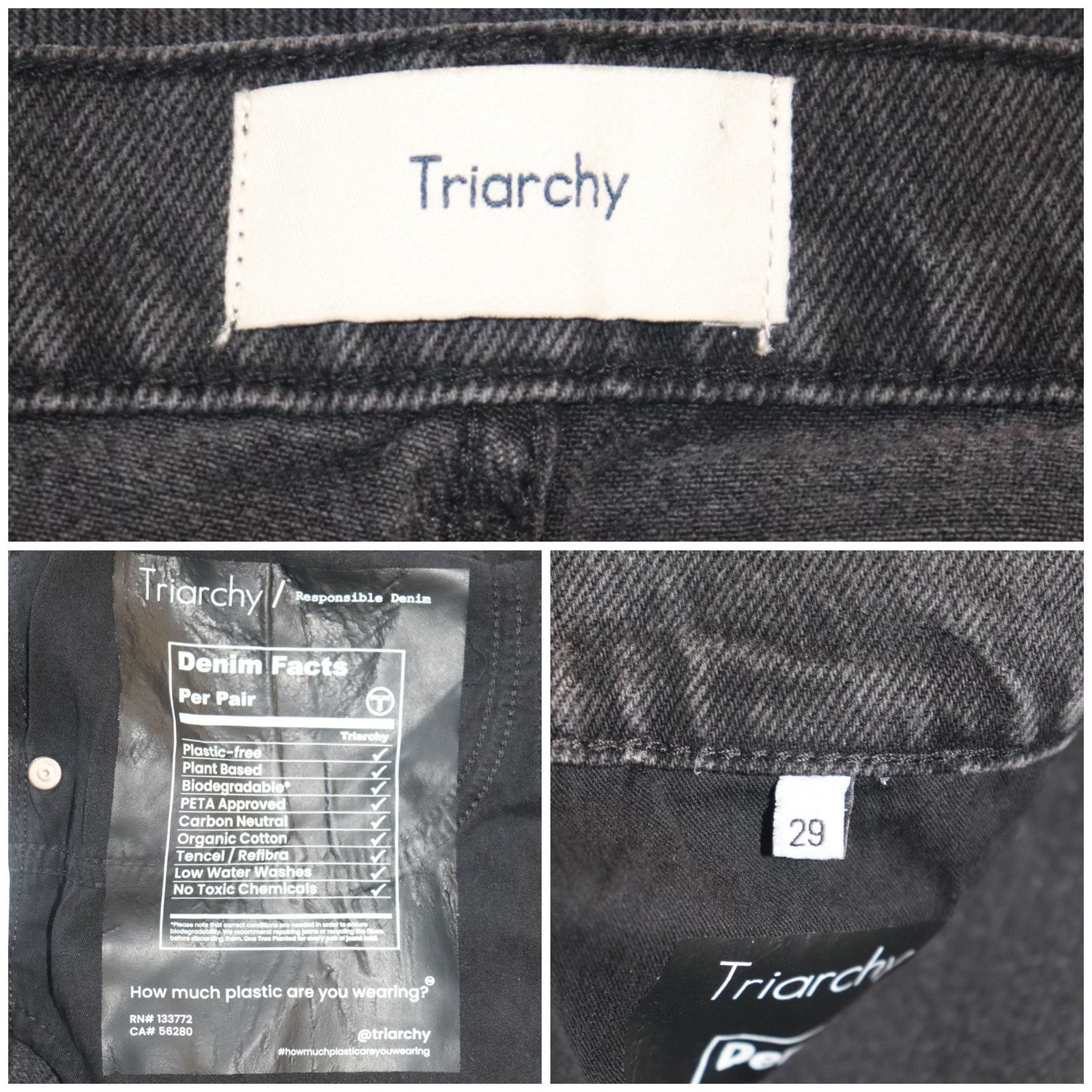 Designer NWT Triarchy Black Denim Jeans Size 29 Size 29" - 10 Thumbnail