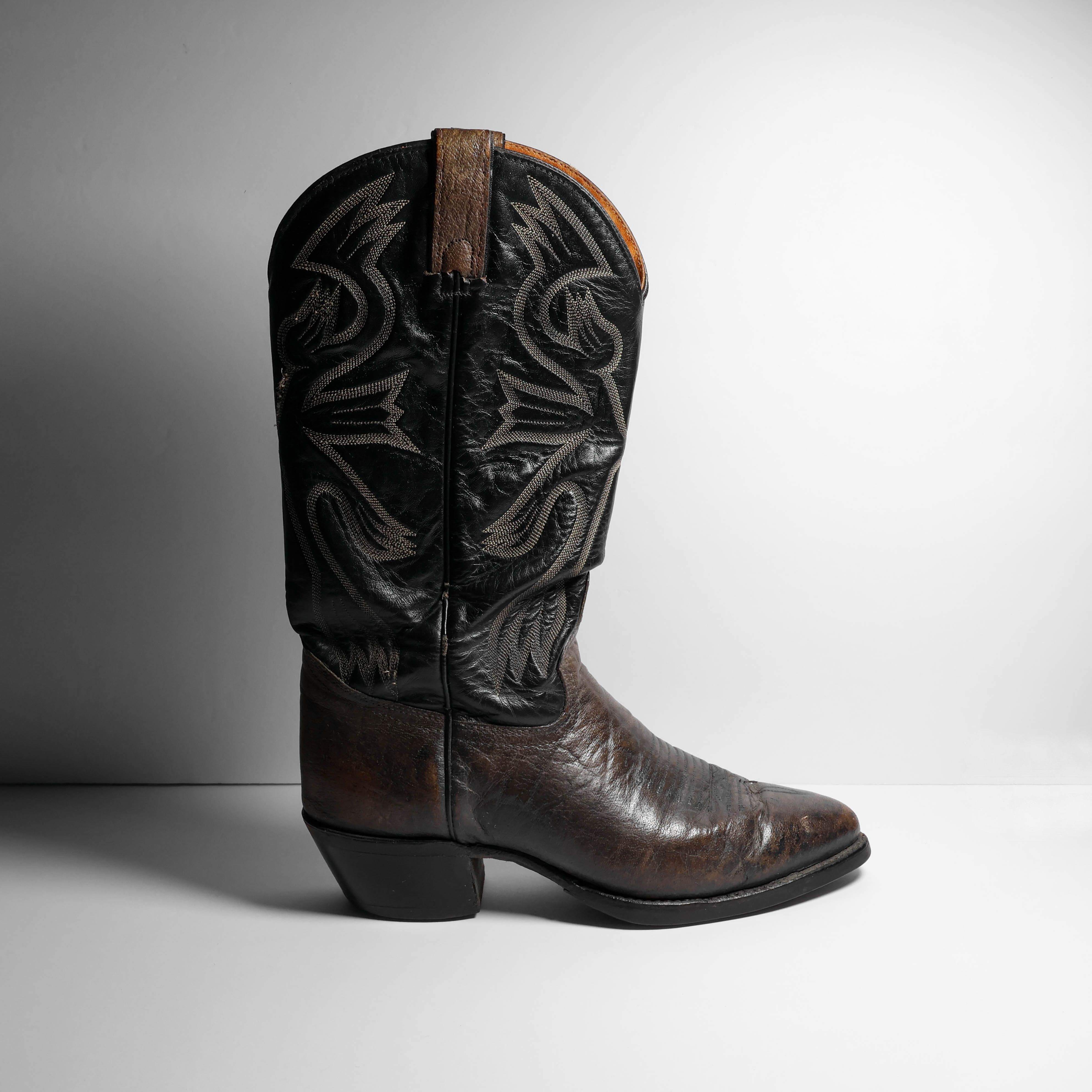 Vintage Rare VTG Texas Leather Brown & Black Western Boots USA Size US 8.5 / EU 41-42 - 1 Thumbnail