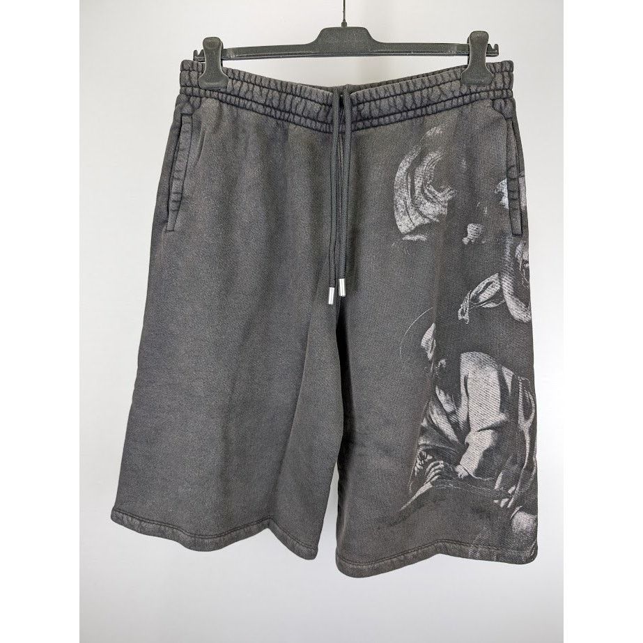 Off-White o1rshd1 BW S. Matthew Over Sweatshorts in Black Grey Size US 34 / EU 50 - 3 Thumbnail