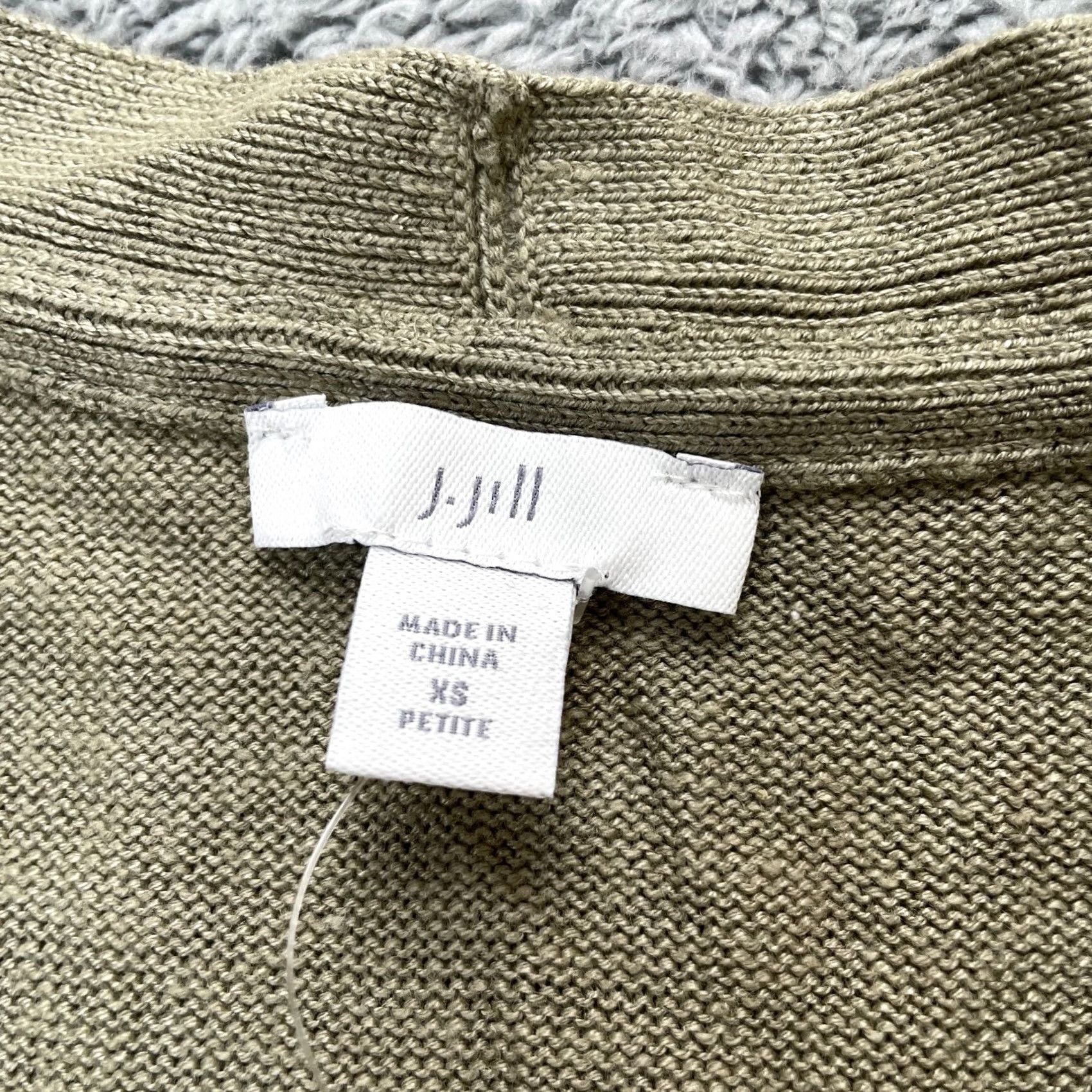 J. Jill J. Jill Dress Womens Petite XS Green Linen Blend V-Neck Button Front Midi Knit Swing Size XS / US 0-2 / IT 36-38 - 5 Thumbnail