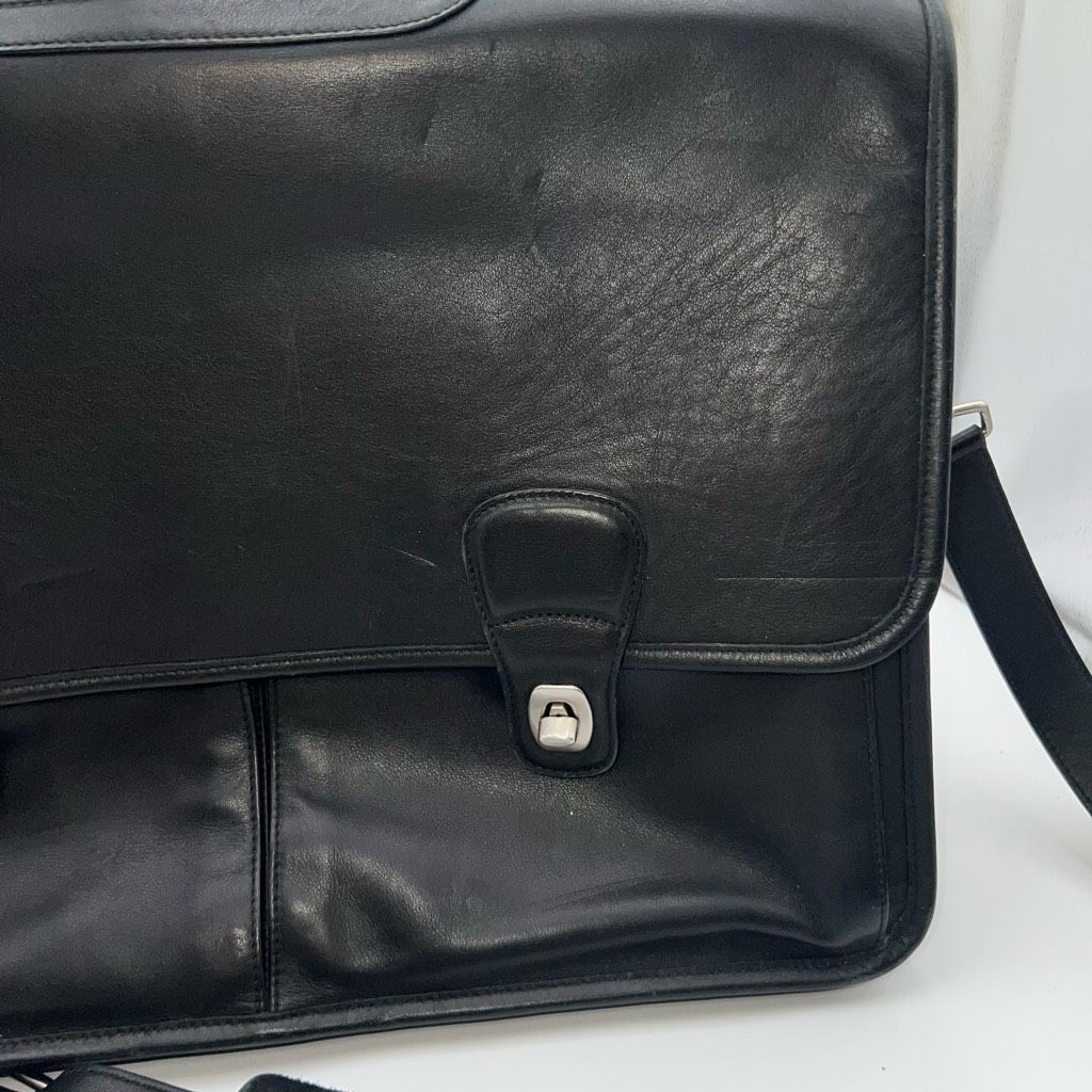 Coach COACH PRESCOTT 90s Vintage BLACK LEATHER LAPTOP BRIEFCASE MESSENGER BAG WITH COA Size ONE SIZE - 5 Thumbnail