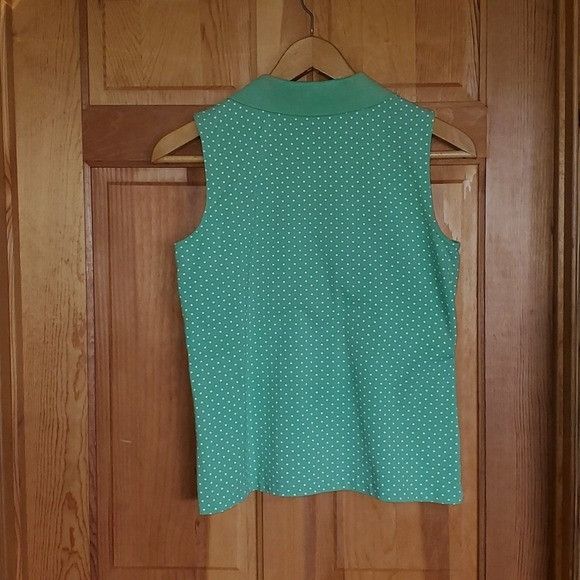 Brooks Brothers Brooks Brothers Sz. L Green & White Polka Dot Sleeveless Pol Size L / US 10 / IT 46 - 5 Thumbnail