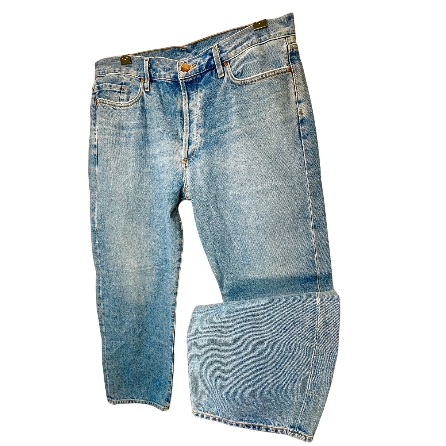 GOLDSIGN Goldsign Med Lt Wash Straight Leg Button Fly Denim Jeans 31 Size 31" - 7 Thumbnail